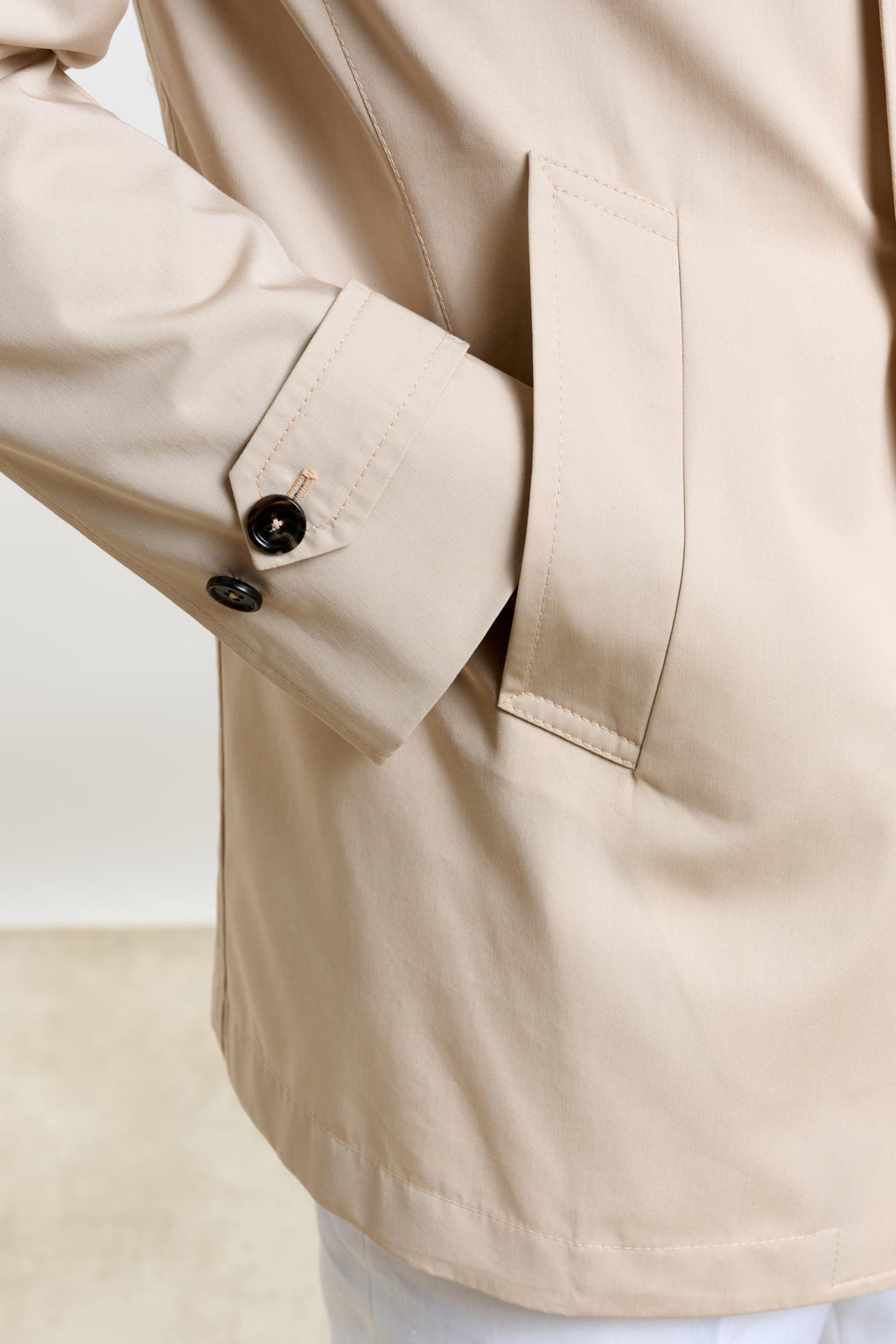Beige Cotton Nelson Tech Peacoat — detail 4