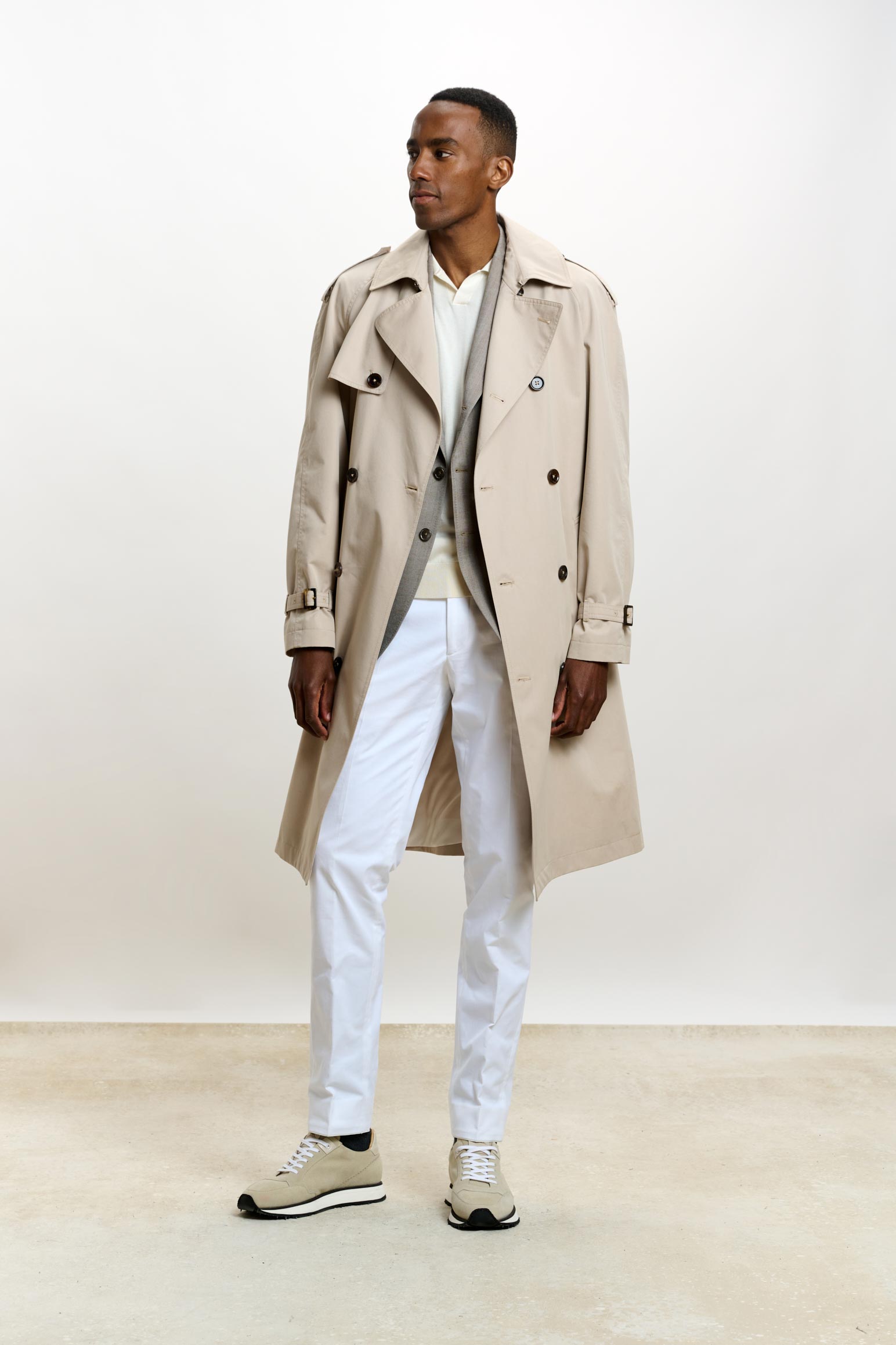 Marlow Cotton Tech Trench Coat Beige — detail 1