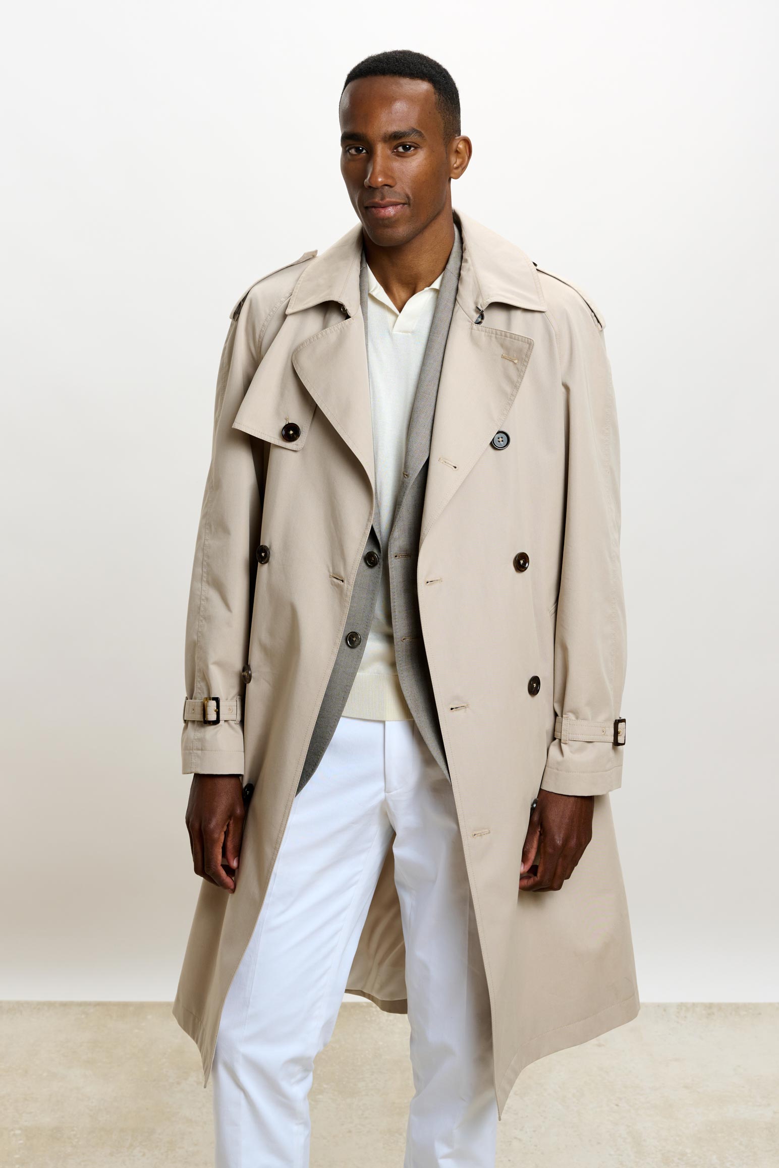 Marlow Cotton Tech Trench Coat Beige — detail 2