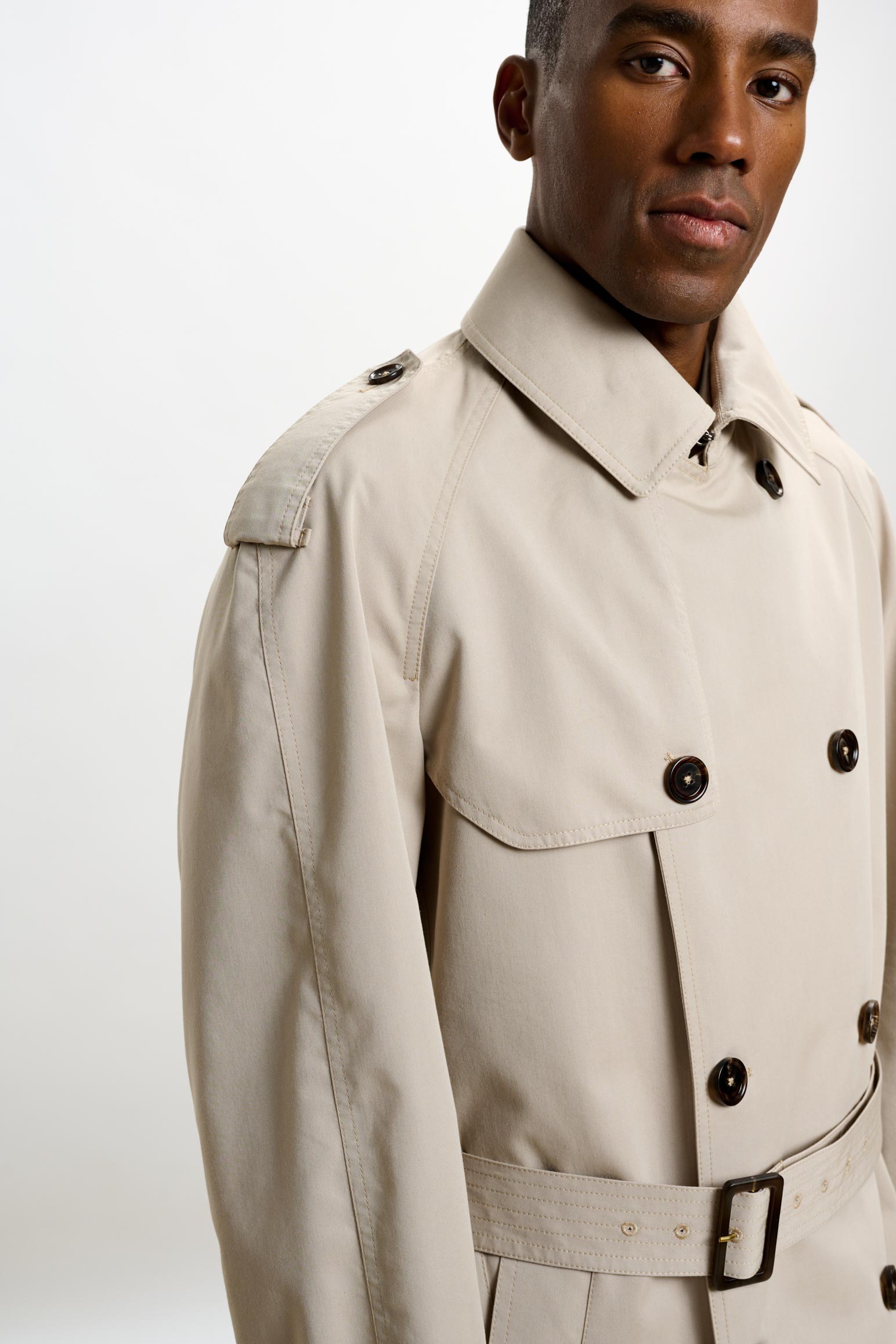 Marlow Cotton Tech Trench Coat Beige — detail 3