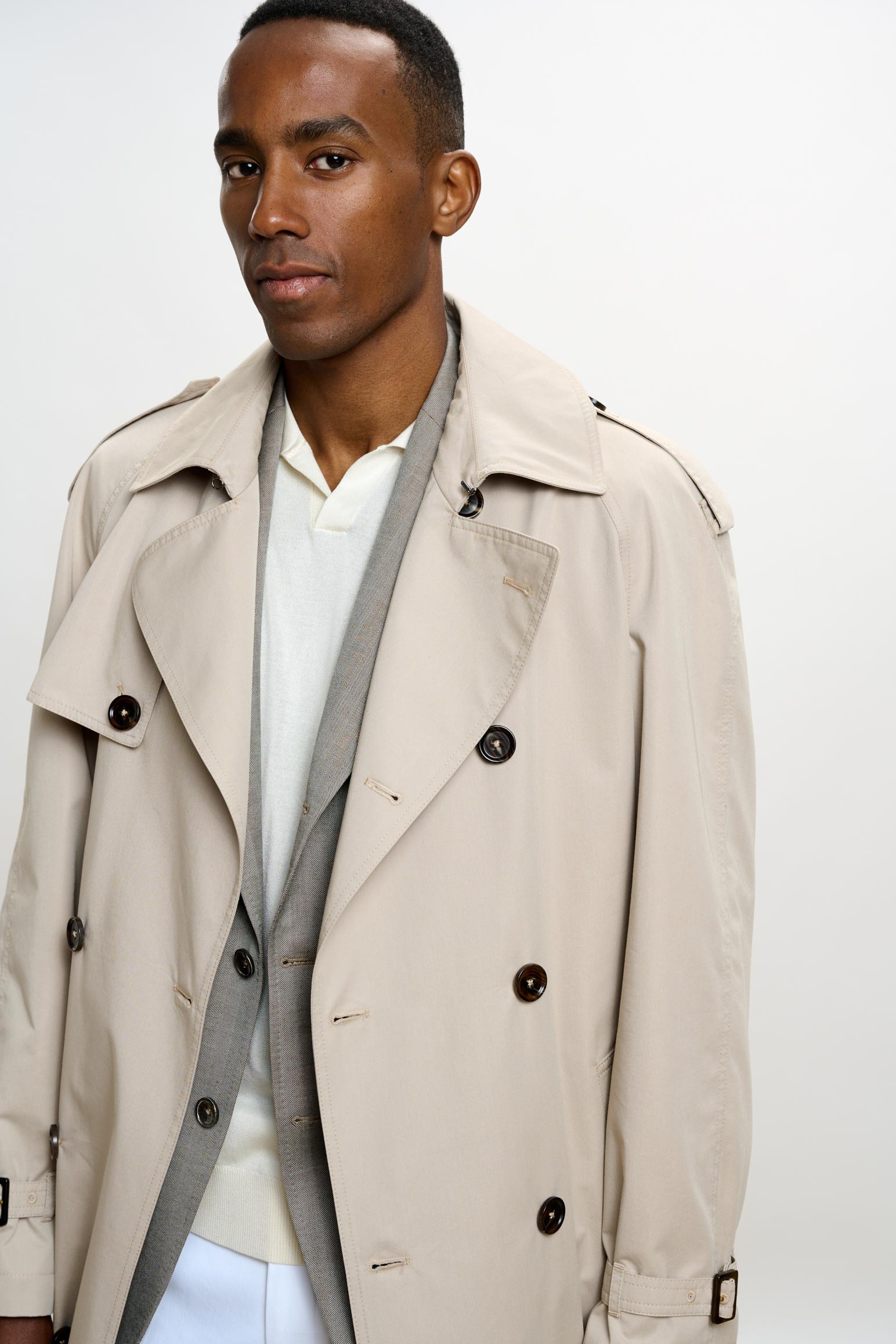 Marlow Cotton Tech Trench Coat Beige — detail 4