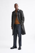 Taupe Wool Twill Marlow Trench Coat
