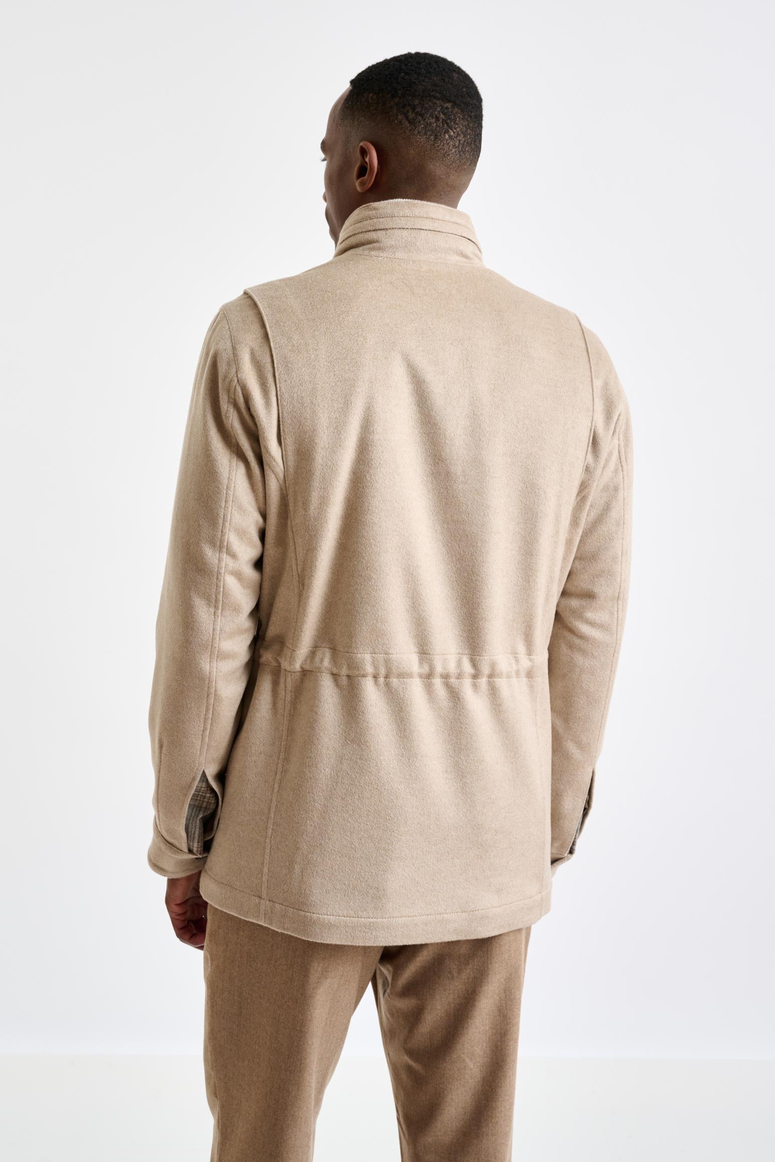 Beige 100% Cashmere Dartmoor Field Jacket Zeus — detail 6