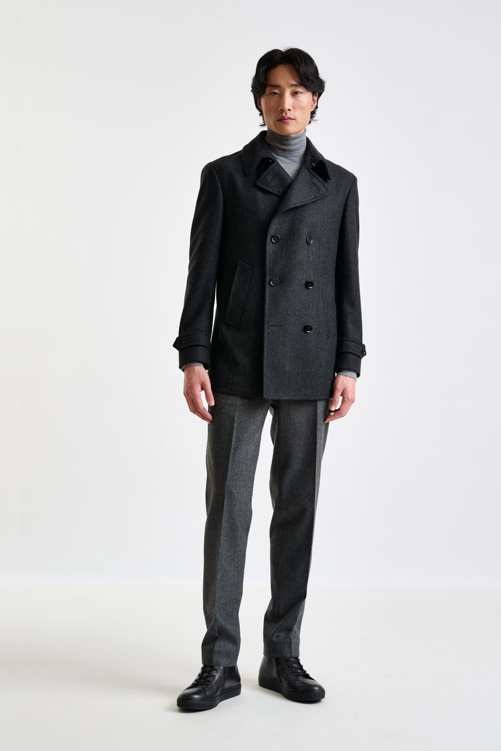 Dark Grey Wool Nelson Peacoat Zeus — detail 2