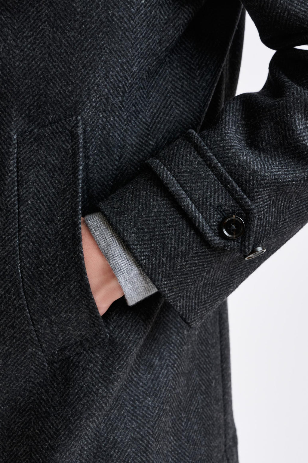 Dark Grey Wool Nelson Peacoat Zeus — detail 1