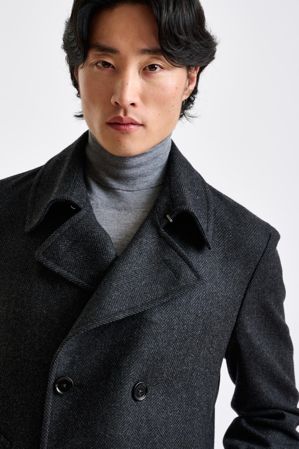 Dark Grey Wool Nelson Peacoat Zeus — detail 3