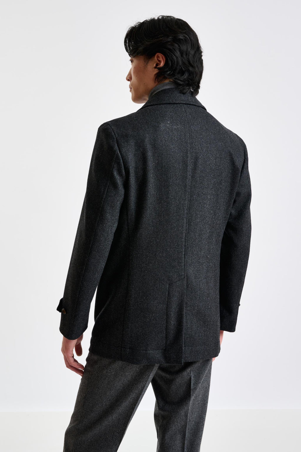 Dark Grey Wool Nelson Peacoat Zeus — detail 4