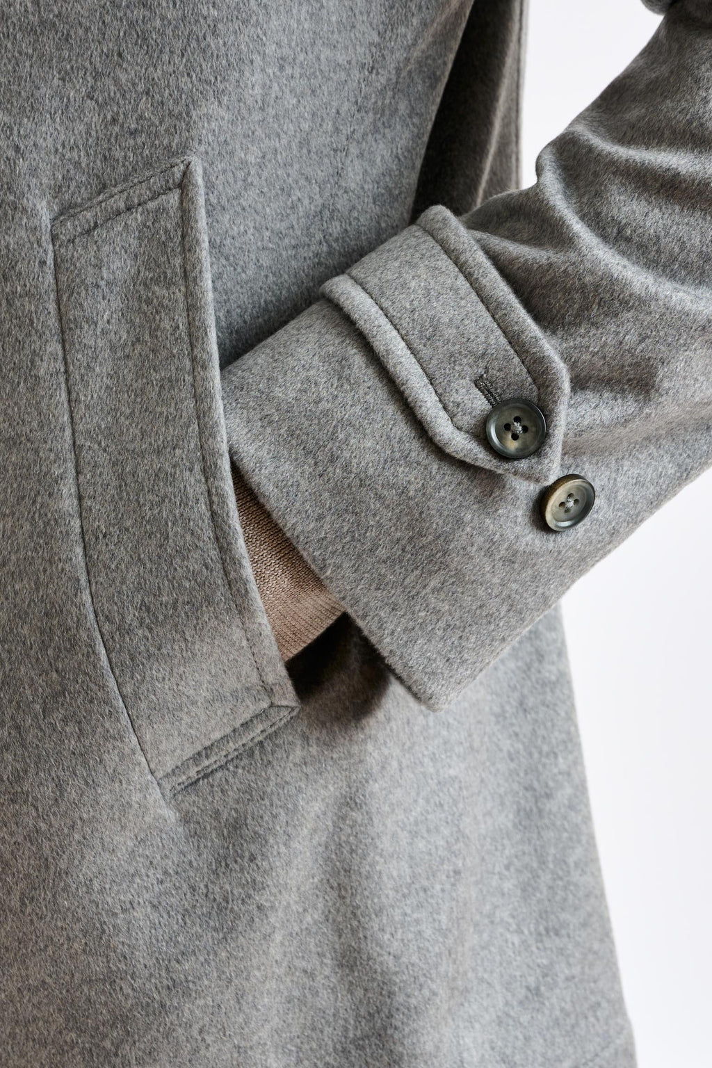 Grey 100% Cashmere Nelson Peacoat Zeus — detail 5