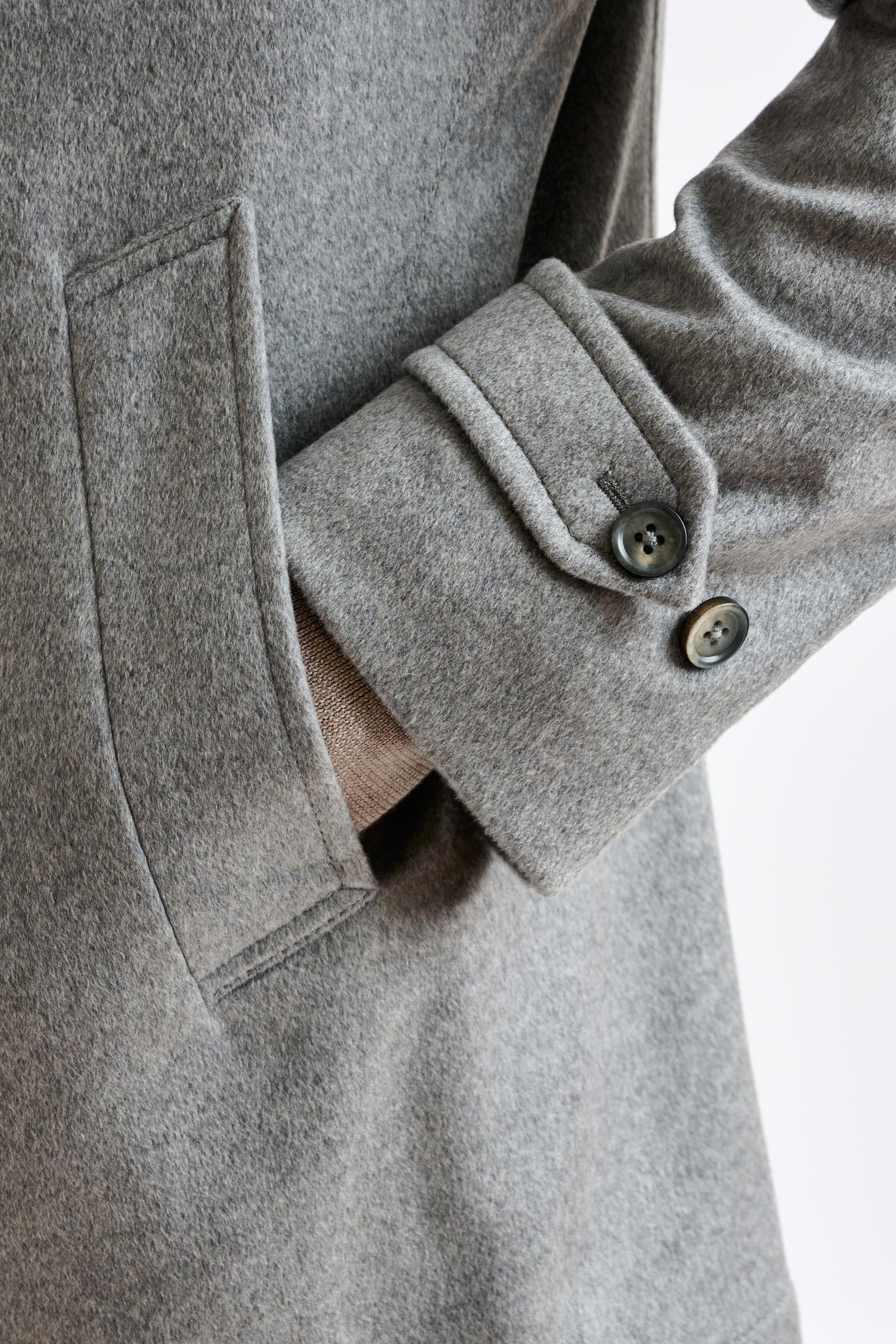 Grey 100% Cashmere Nelson Peacoat Zeus — detail 5