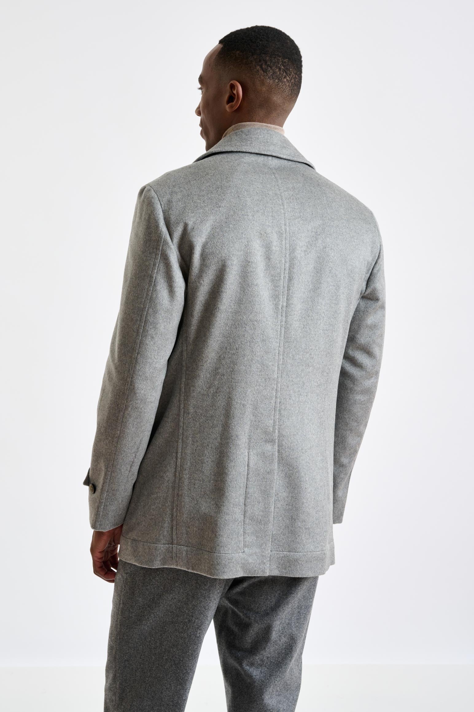 Grey 100% Cashmere Nelson Peacoat Zeus — detail 3