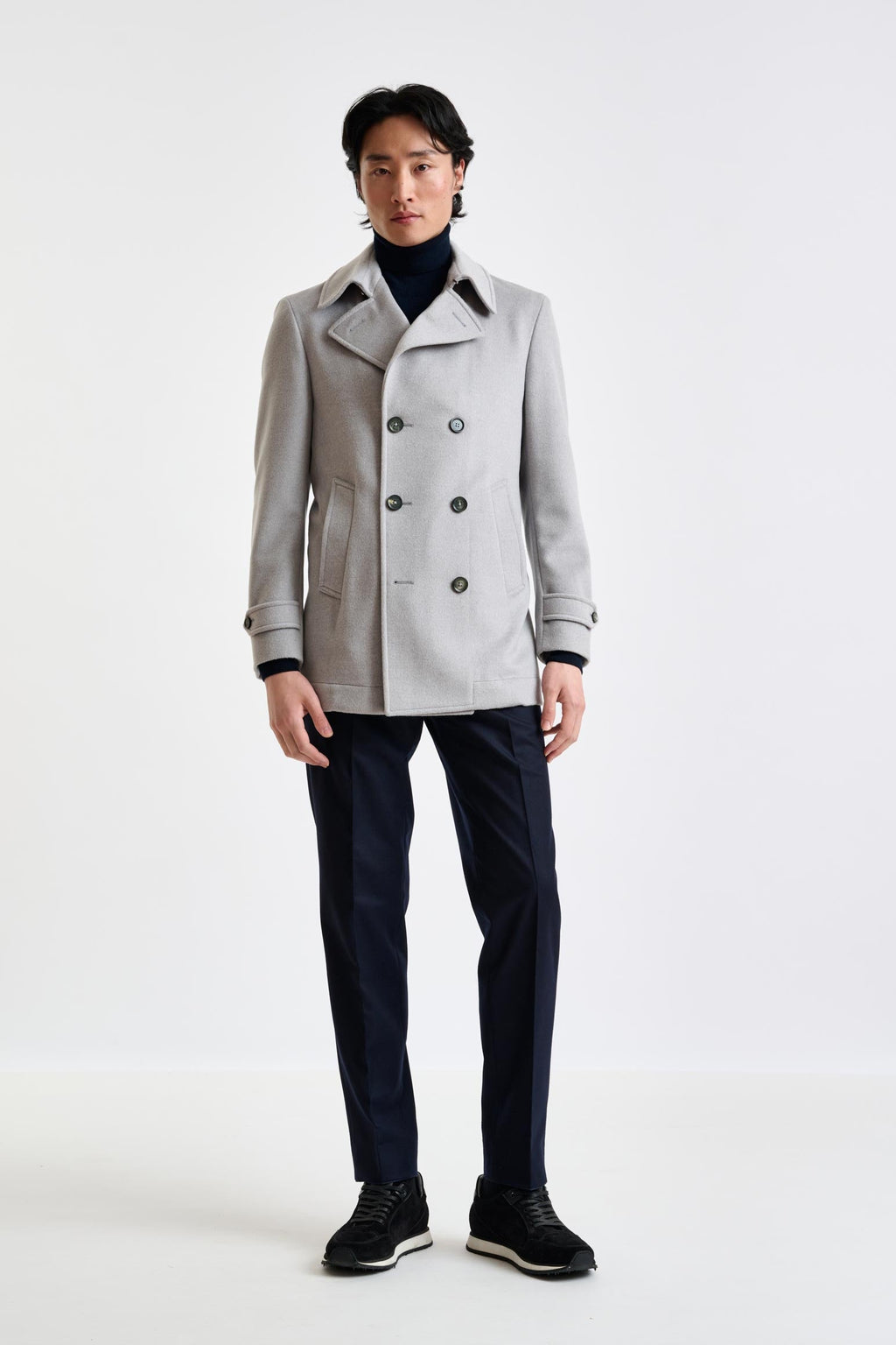 Light Grey Wool Nelson Peacoat Zeus — detail 2