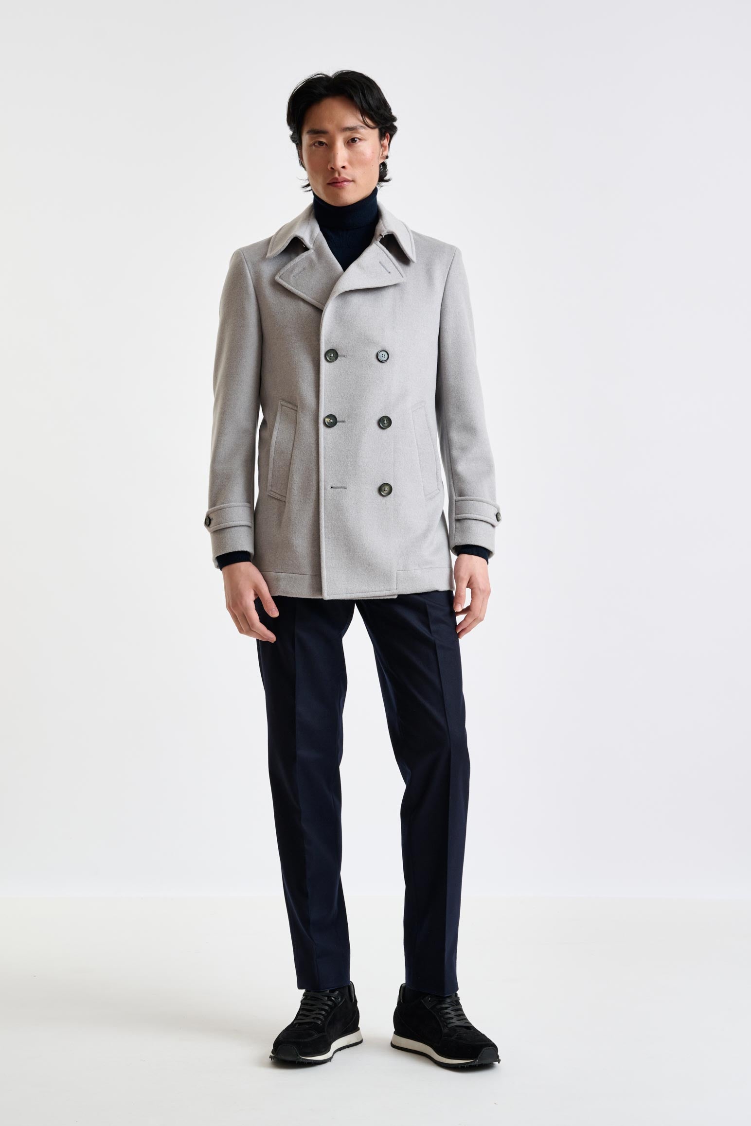 Light Grey Wool Nelson Peacoat Zeus — detail 2