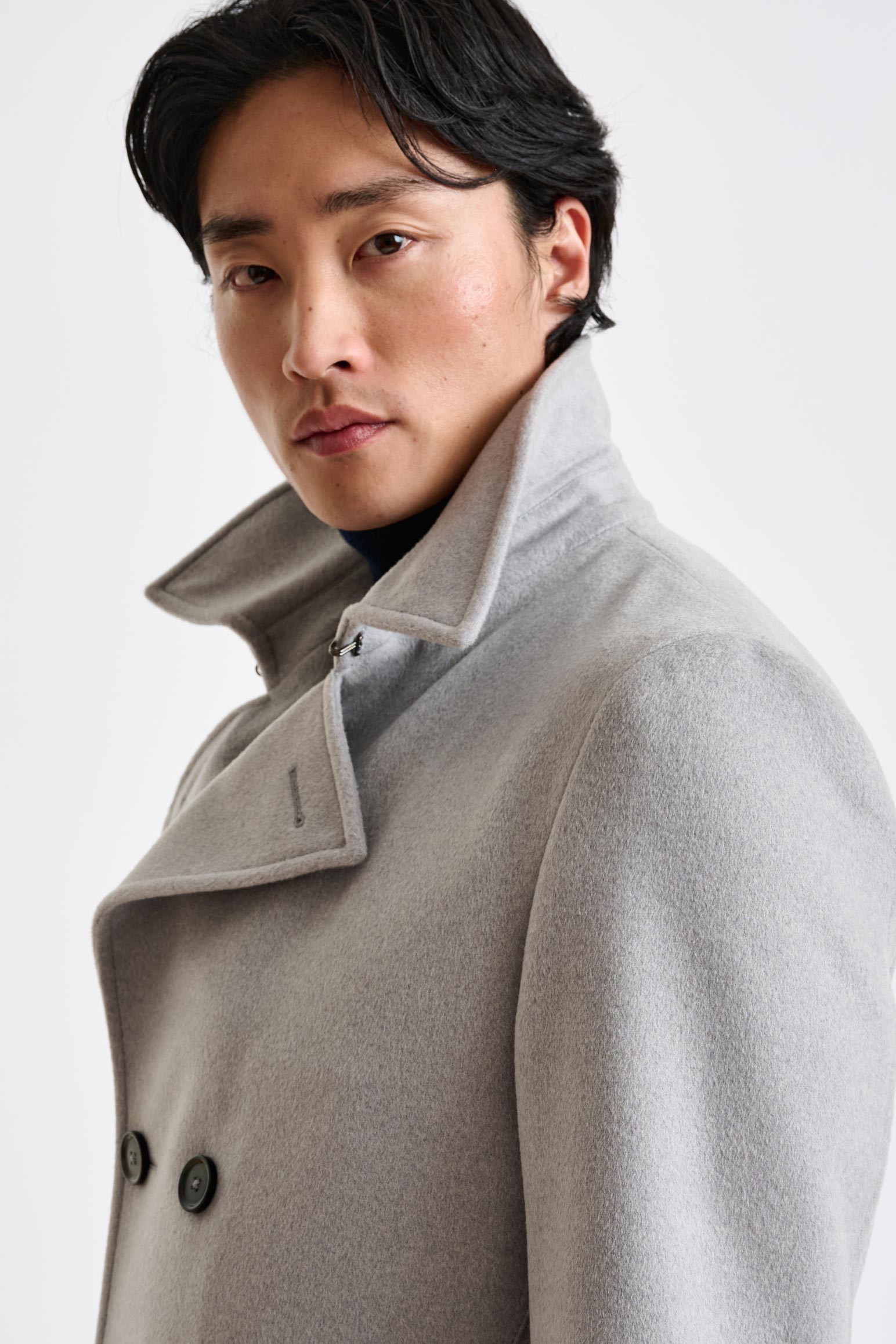 Light Grey Wool Nelson Peacoat Zeus — detail 3