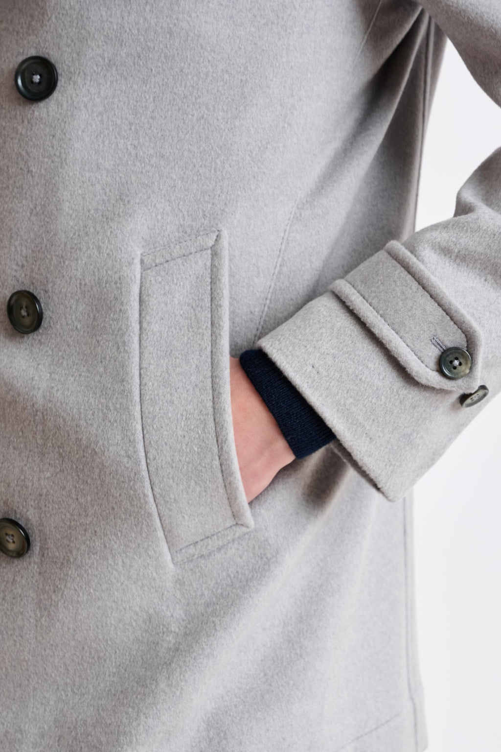 Light Grey Wool Nelson Peacoat Zeus — detail 1