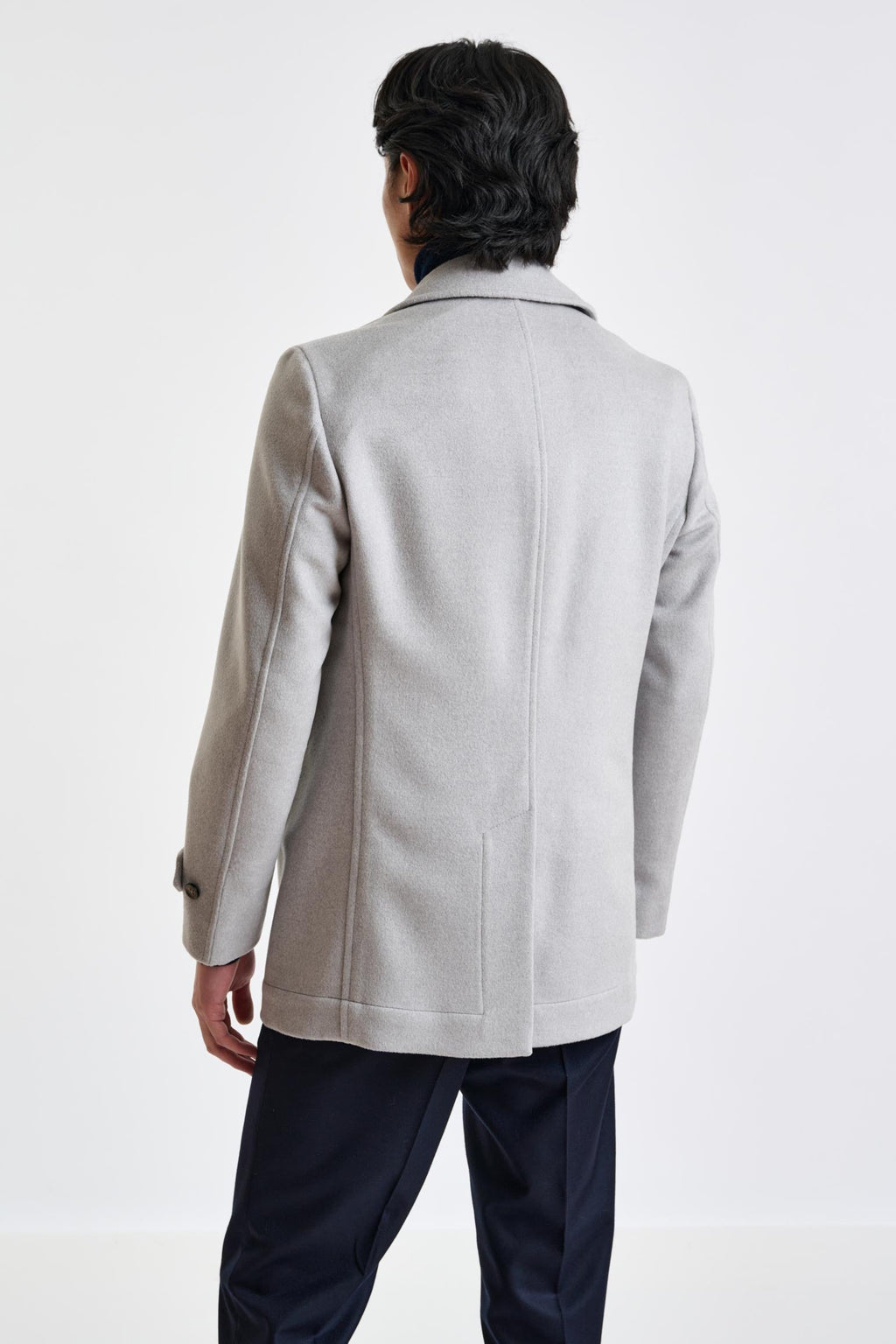 Light Grey Wool Nelson Peacoat Zeus — detail 4