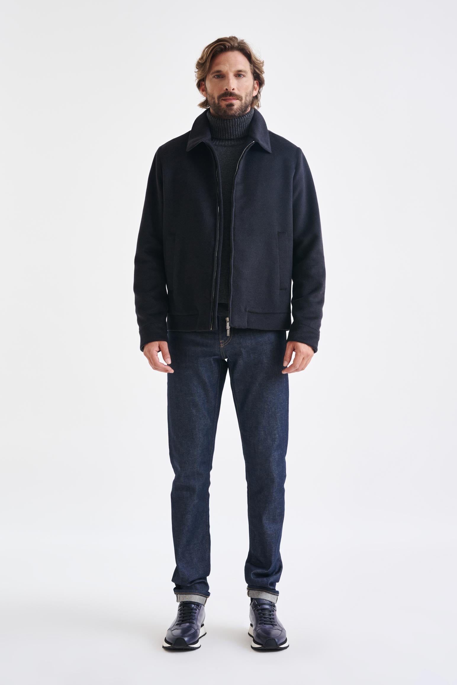 Dark Grey Wool Warwick Zeus Bomber Jacket — detail 6