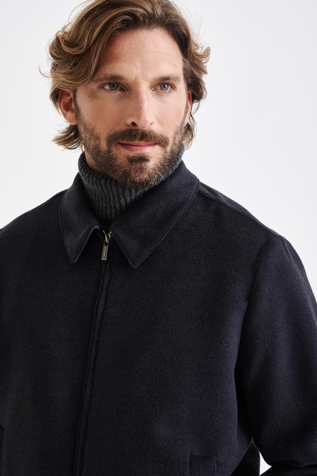 Dark Grey Wool Warwick Zeus Bomber Jacket — detail 1