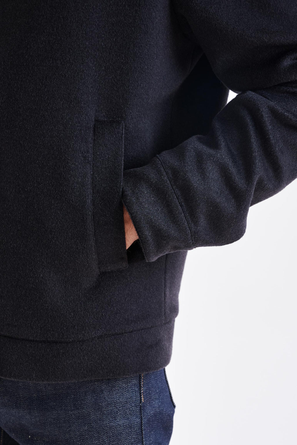 Dark Grey Wool Warwick Zeus Bomber Jacket — detail 2