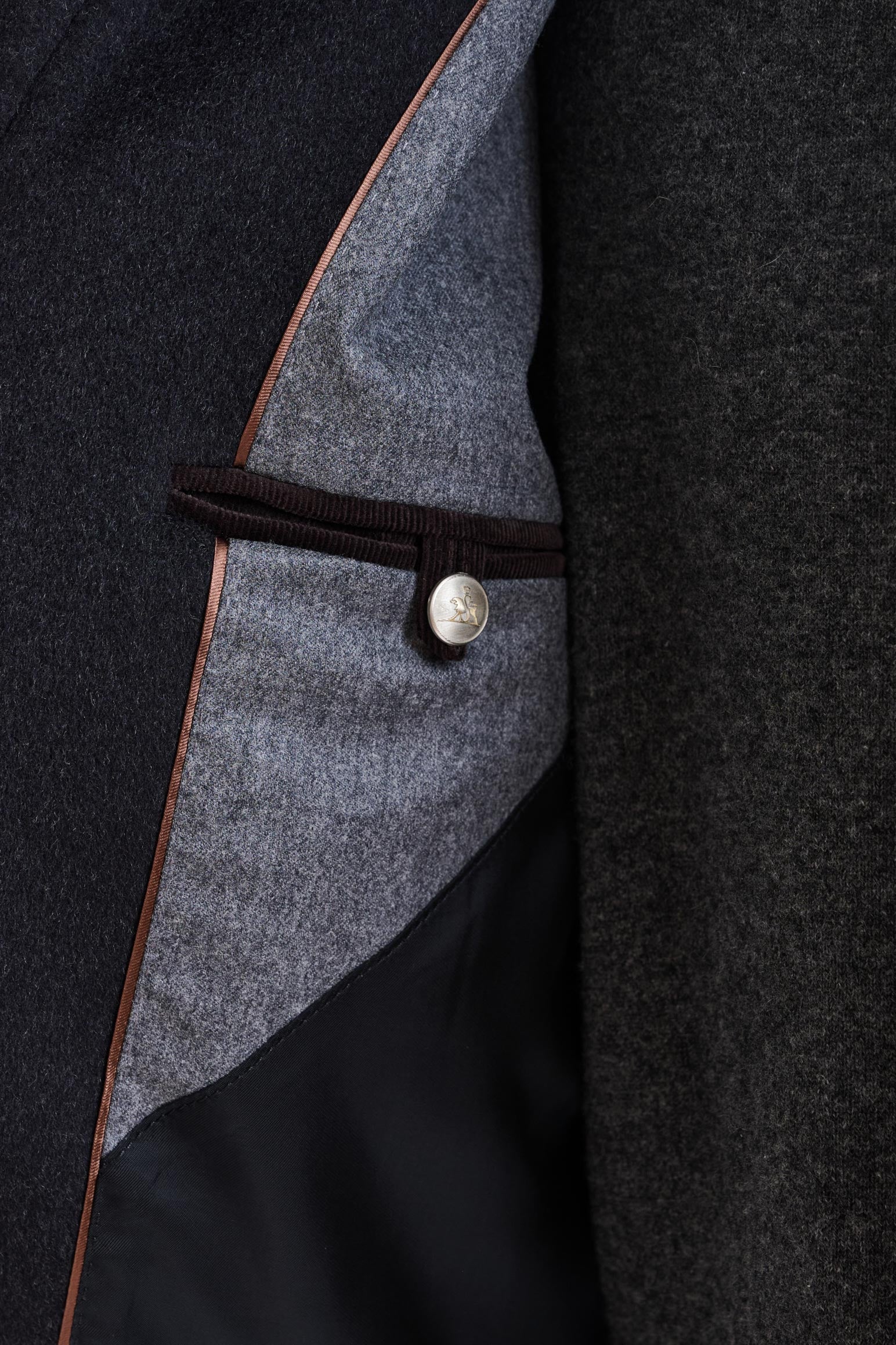 Dark Grey Wool Warwick Zeus Bomber Jacket — detail 3