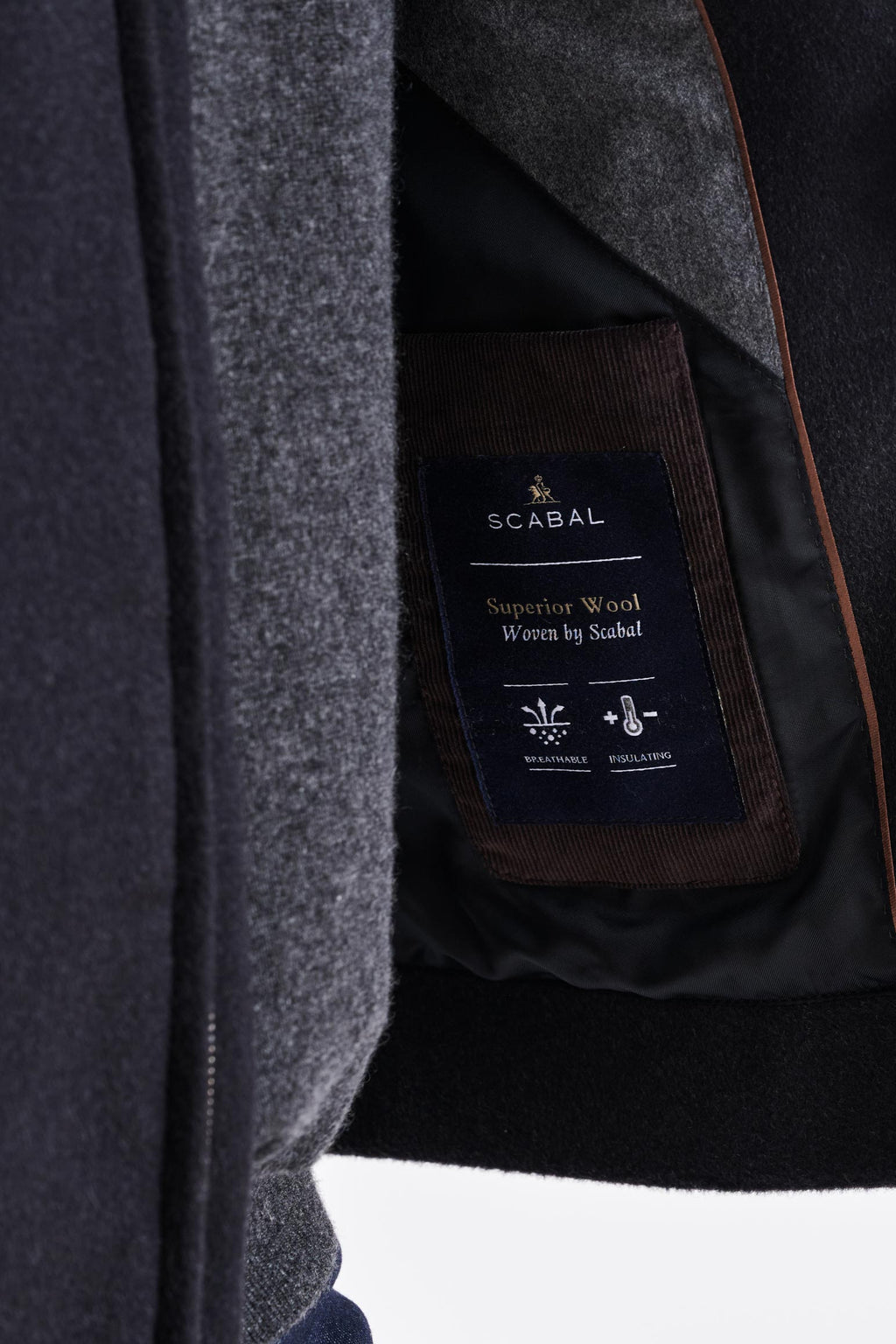 Dark Grey Wool Warwick Zeus Bomber Jacket — detail 4