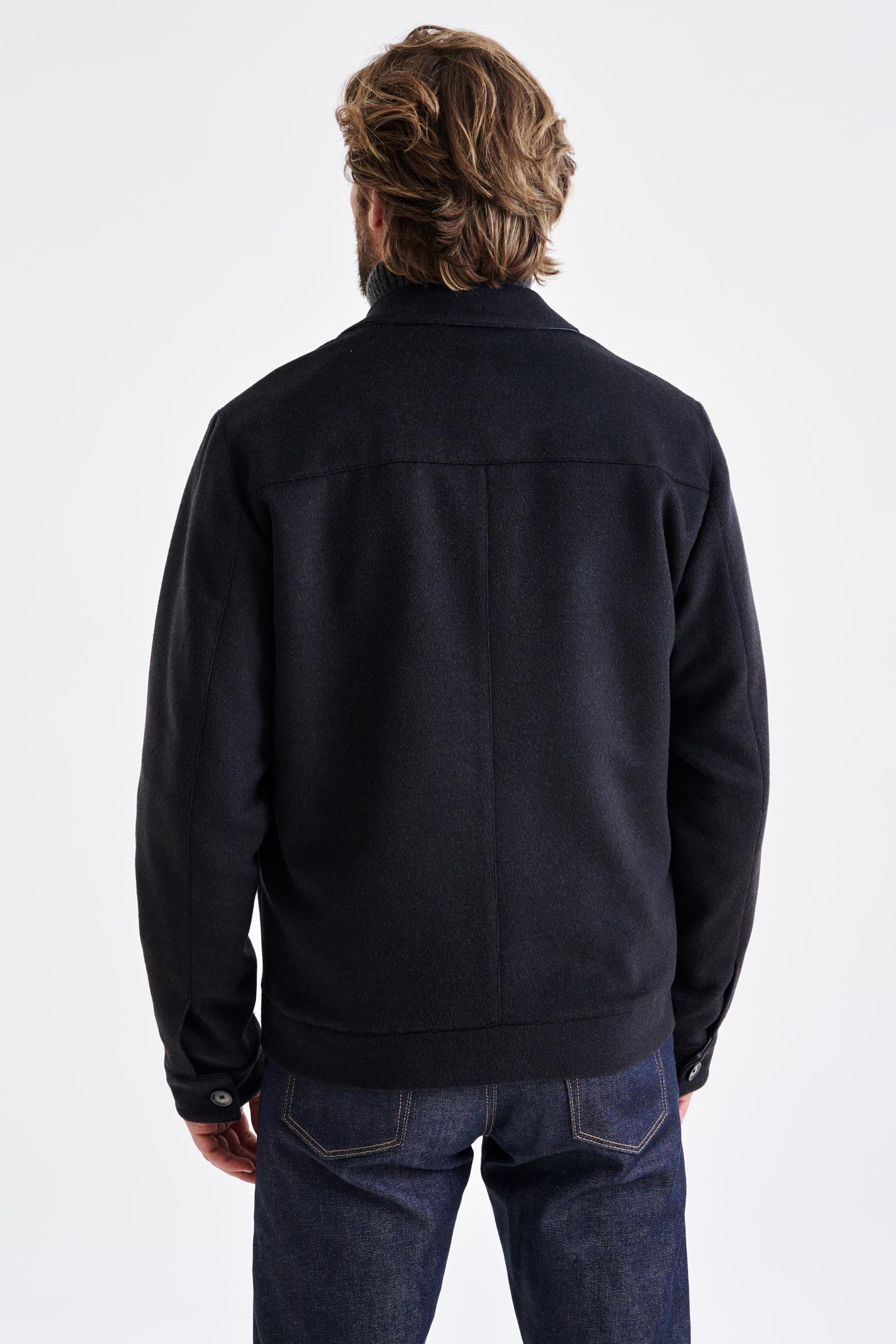 Dark Grey Wool Warwick Zeus Bomber Jacket — detail 5