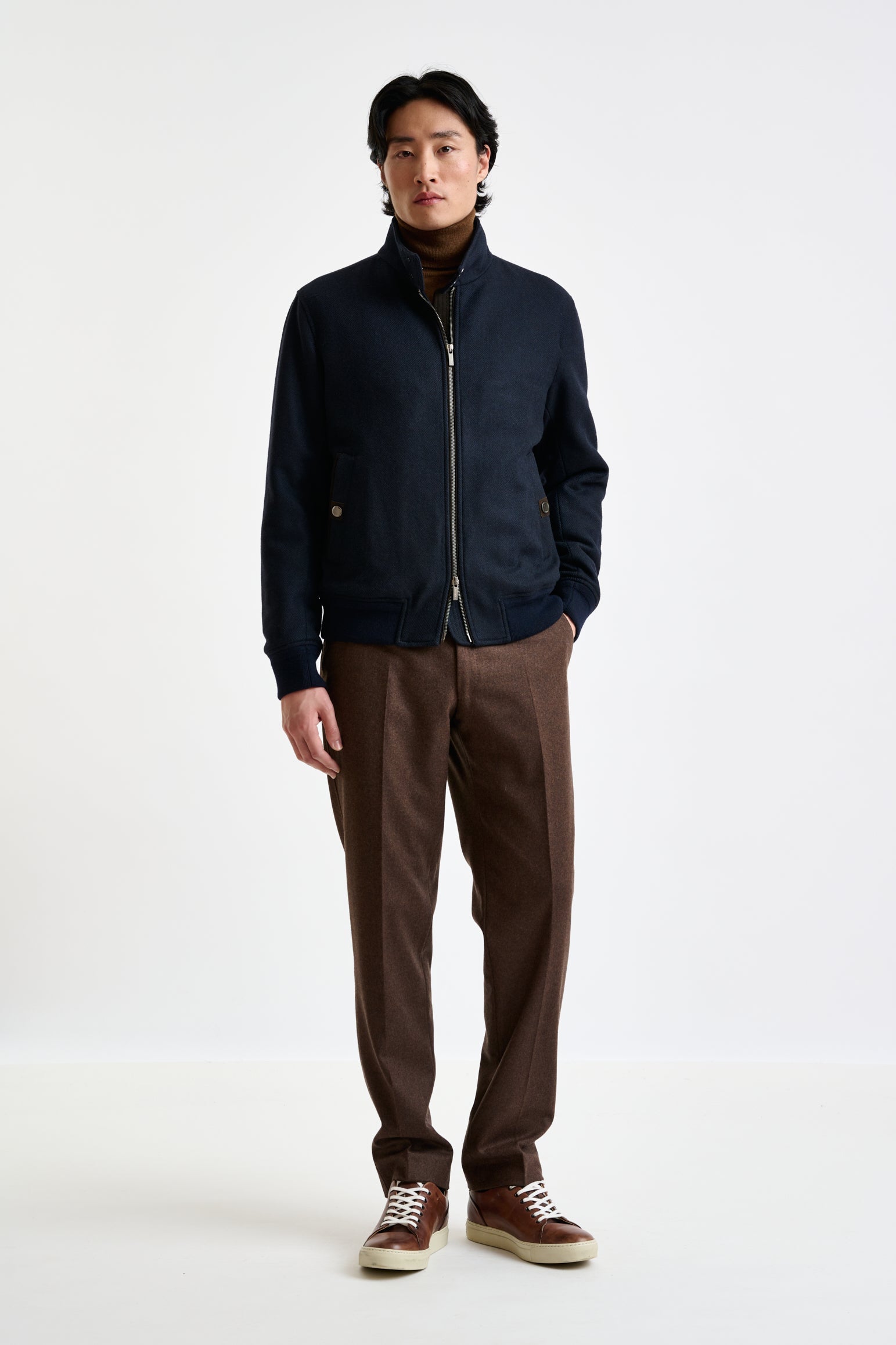 Navy Wool Warwick Bomber Jacket Zeus — detail 1