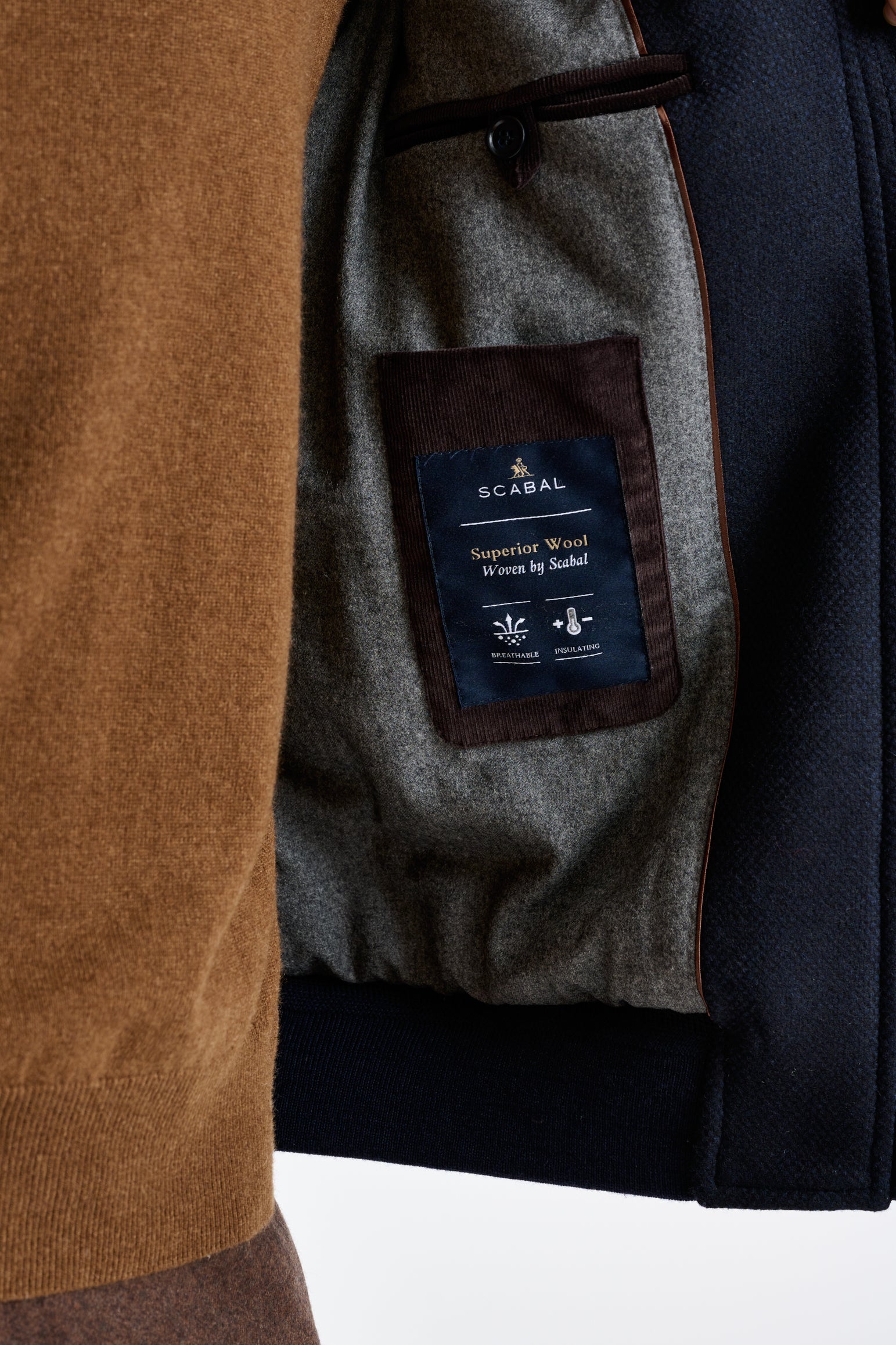 Navy Wool Warwick Bomber Jacket Zeus — detail 6
