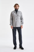 Grey Super 100's Wool Overshirt Flannel & Saxony