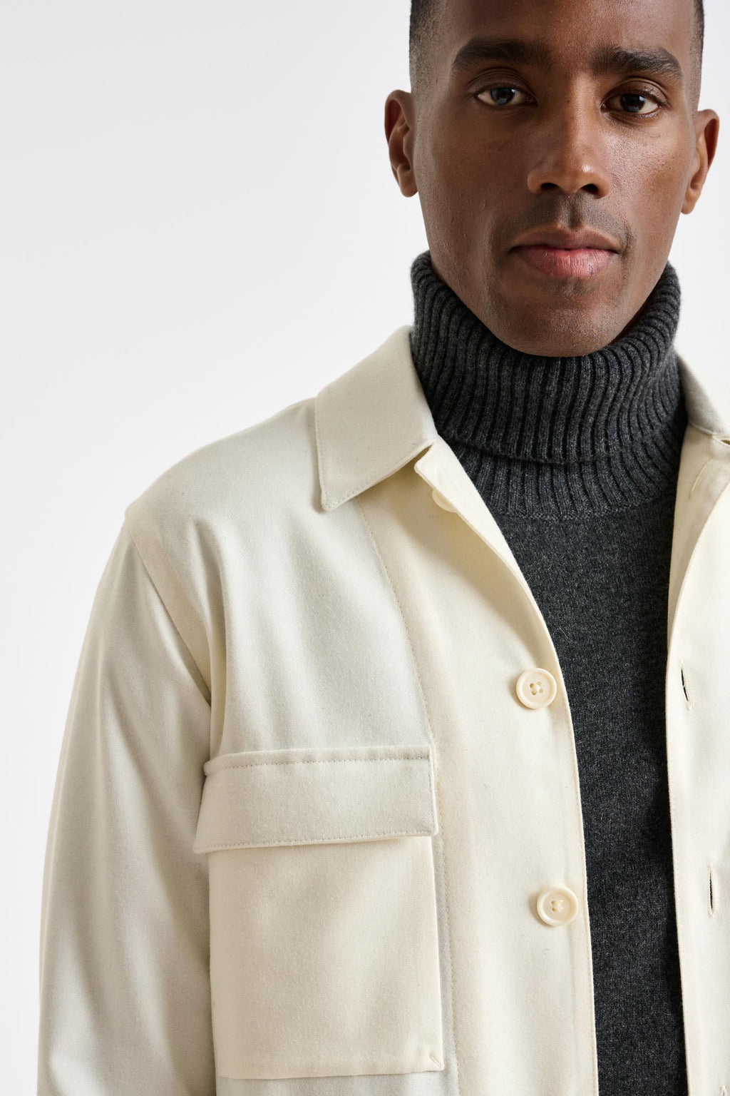 Off-White Super 100's Wool Overshirt Flannel & Saxony — detail 4