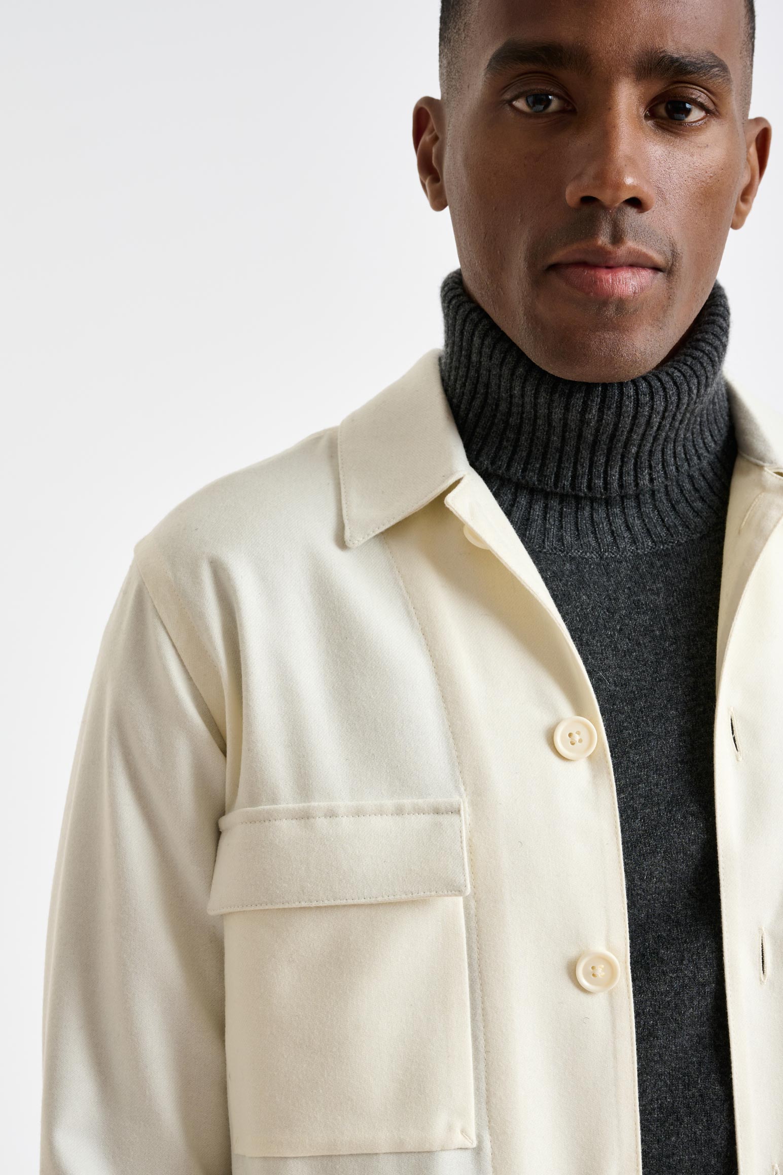 Off-White Super 100's Wool Overshirt Flannel & Saxony — detail 4