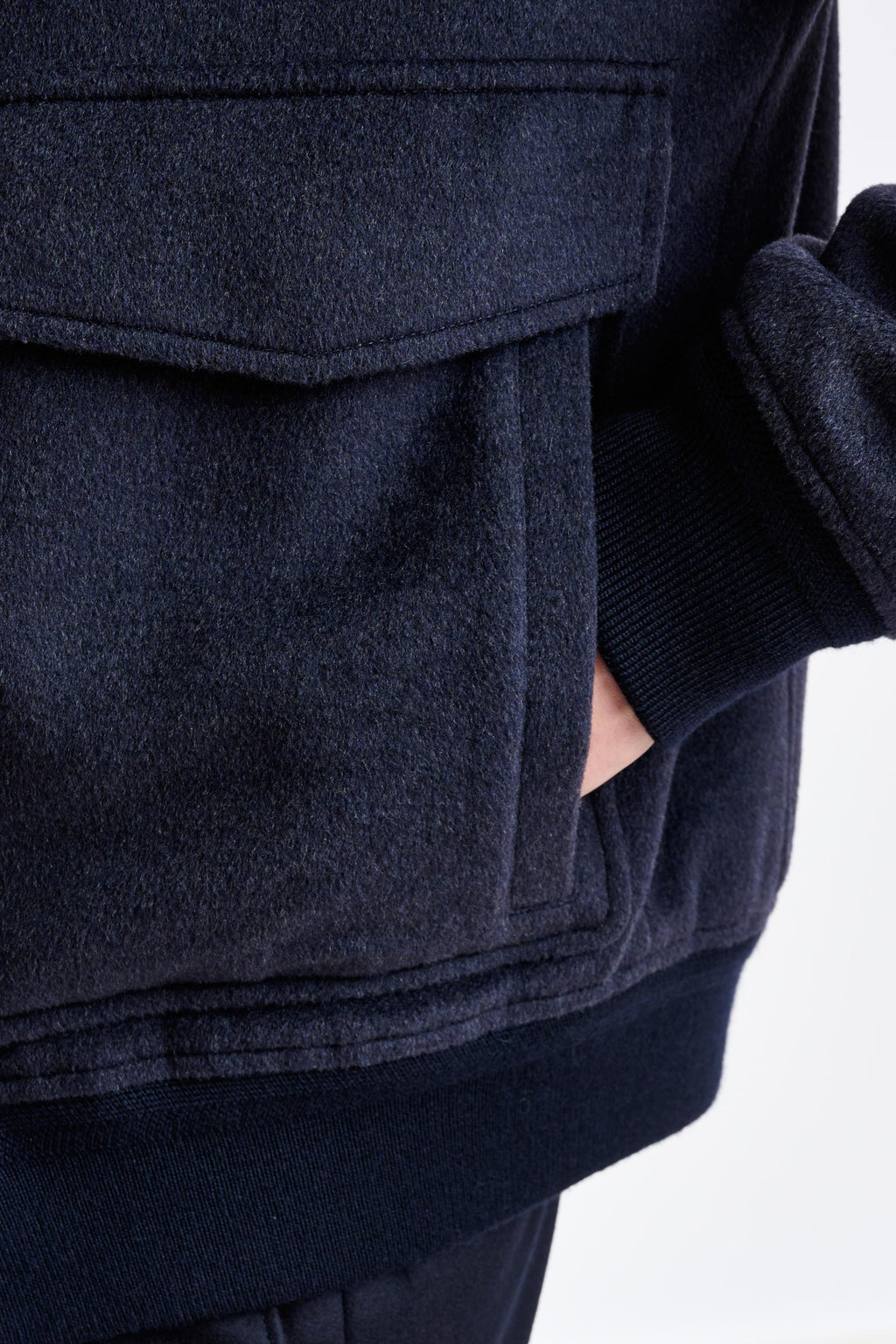 Midnight Blue Wool Warwick Bomber Jacket Zeus — detail 4