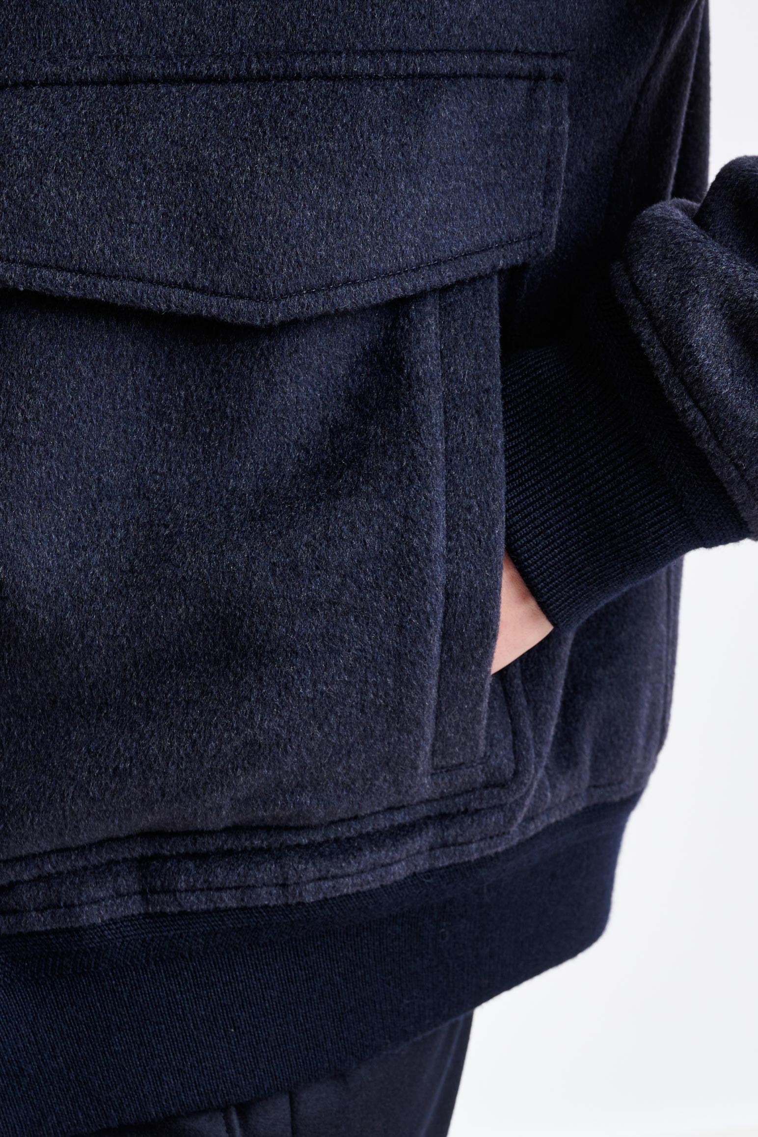 Midnight Blue Wool Warwick Bomber Jacket Zeus — detail 4