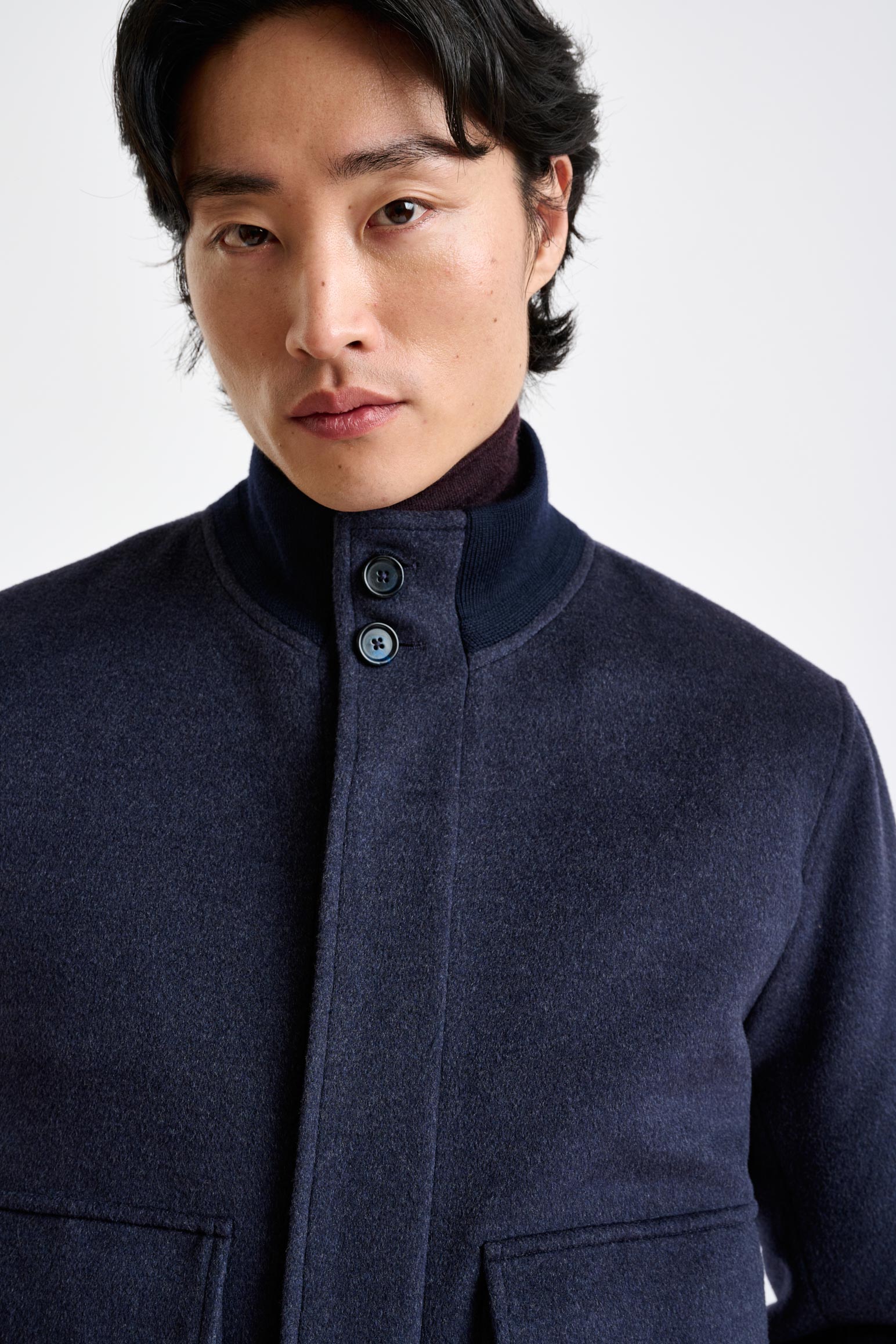Midnight Blue Wool Warwick Bomber Jacket Zeus — detail 3