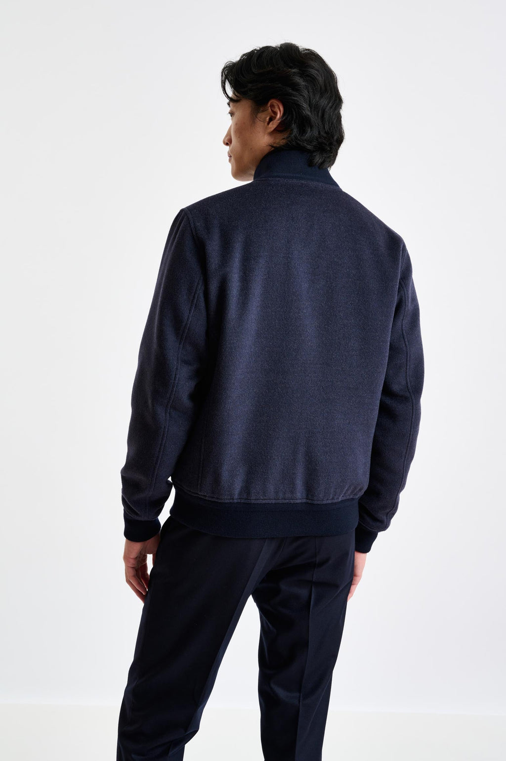 Midnight Blue Wool Warwick Bomber Jacket Zeus — detail 2