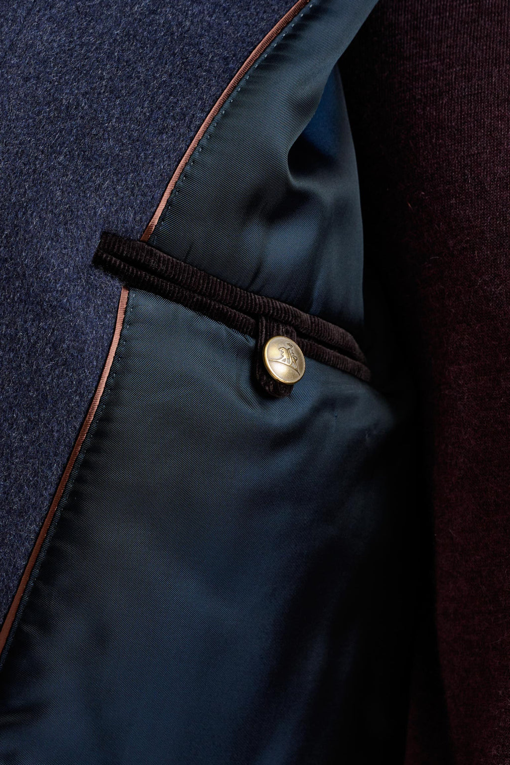 Midnight Blue Wool Warwick Bomber Jacket Zeus — detail 6