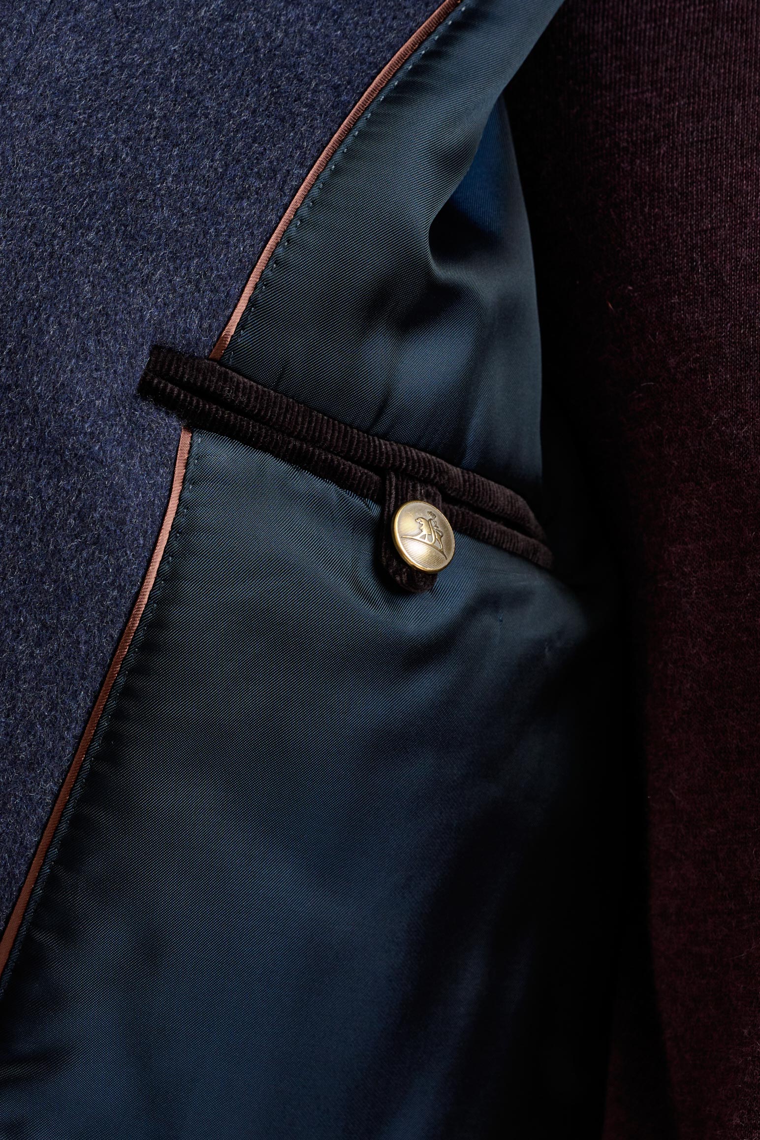 Midnight Blue Wool Warwick Bomber Jacket Zeus — detail 6