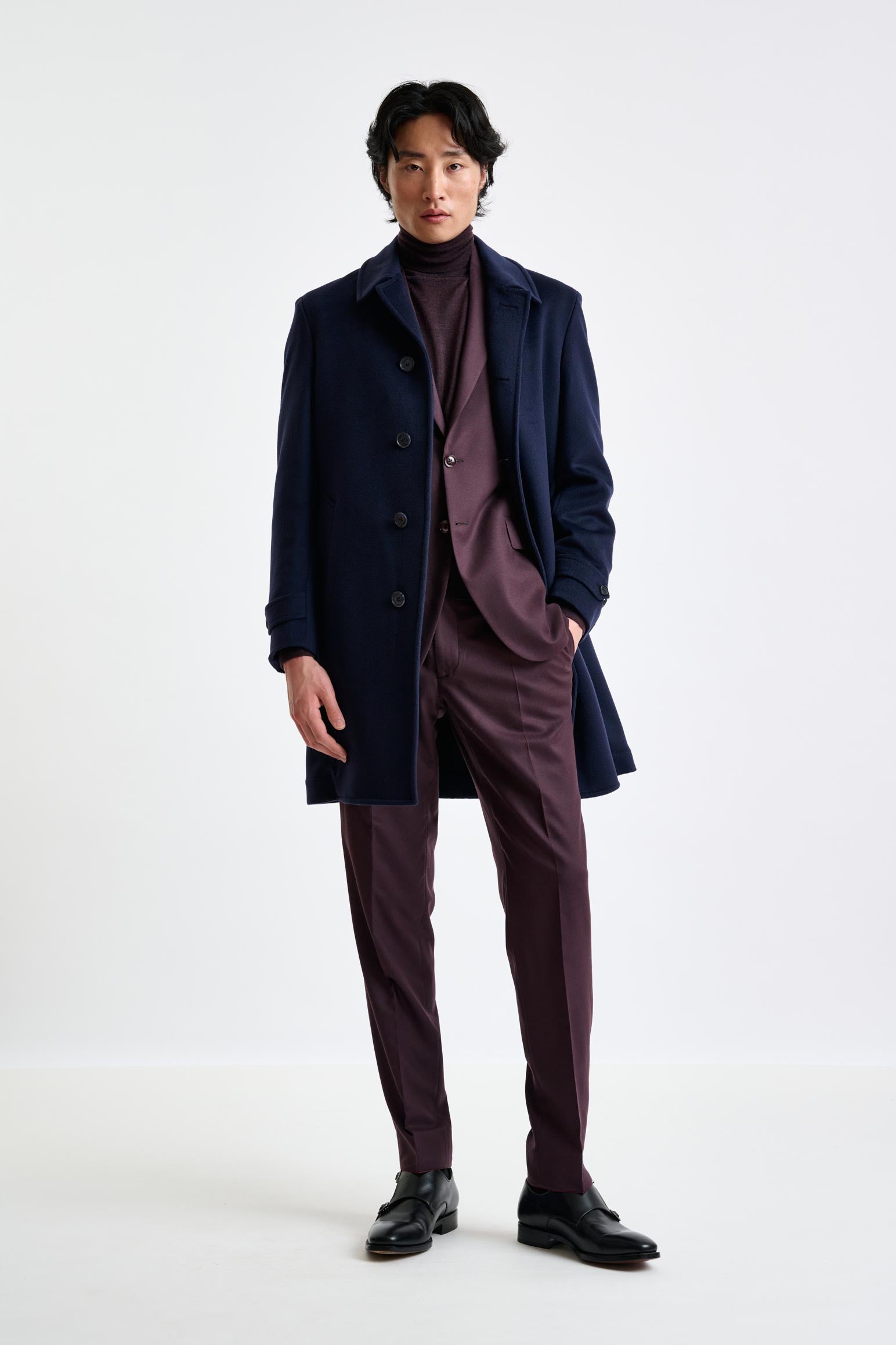 Navy Wool Leeds Coat Zeus — detail 2