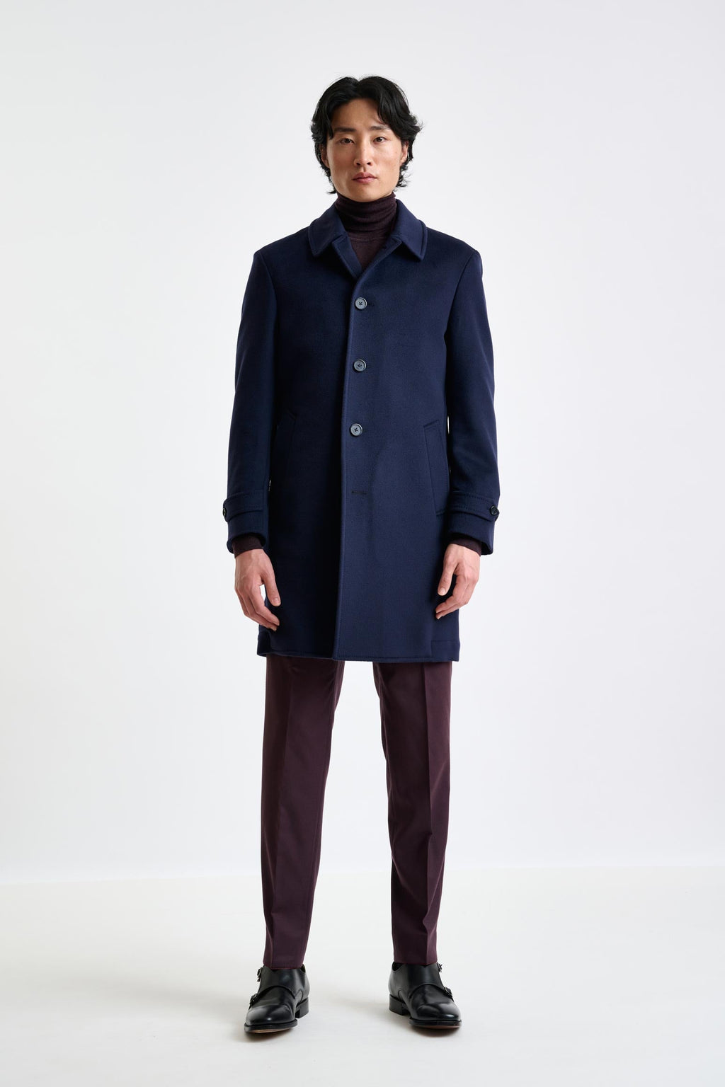 Navy Wool Leeds Coat Zeus — detail 1