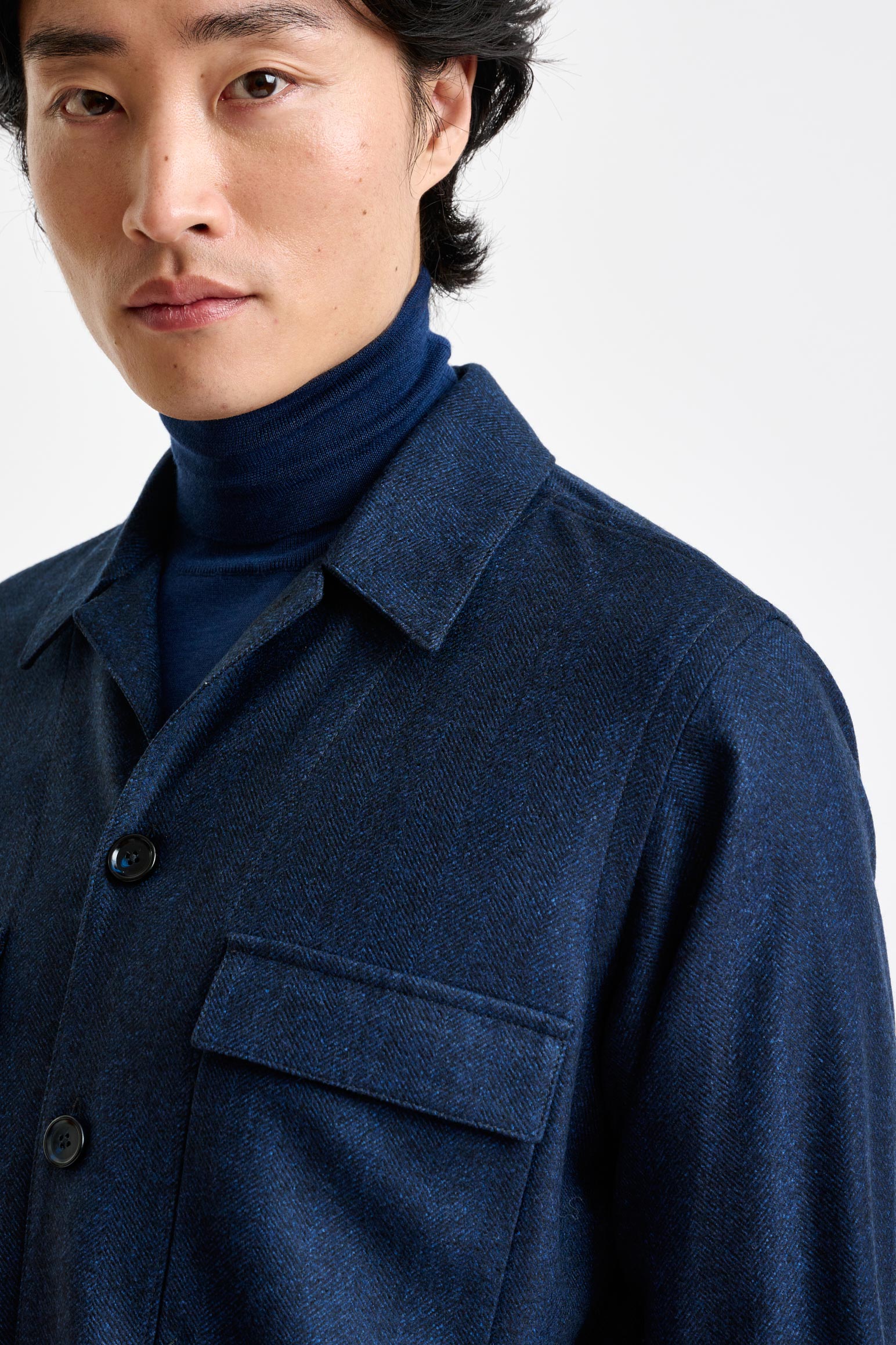 Navy Wool Overshirt Zeus — detail 3