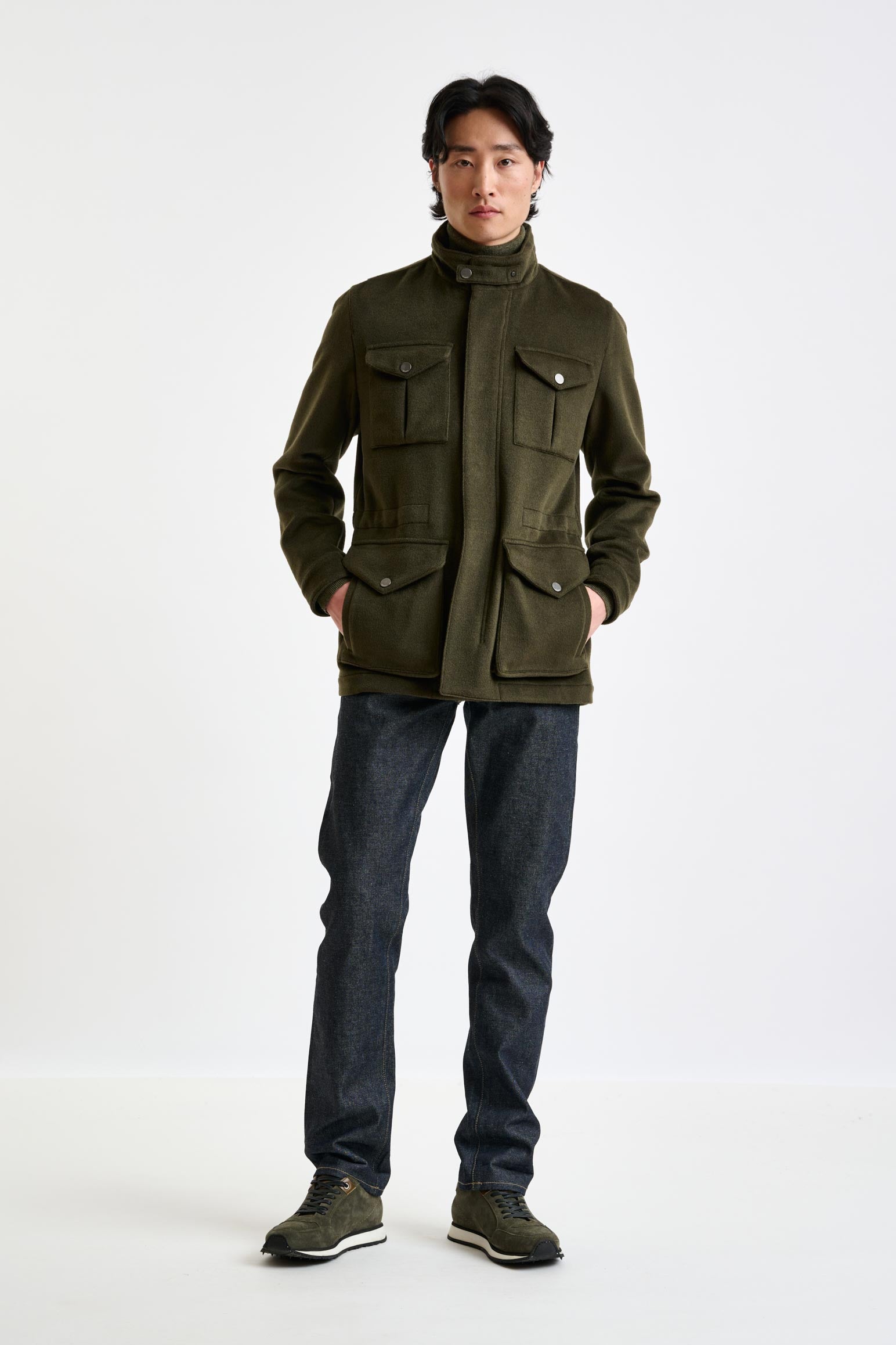 Green Wool Dartmoor Field Jacket Zeus — detail 2