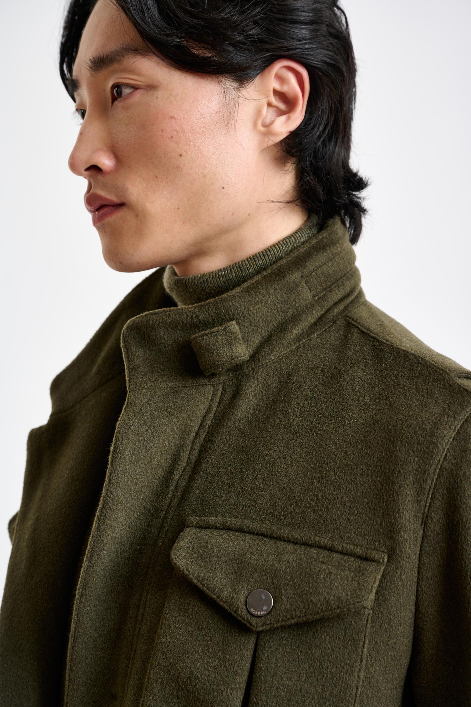 Green Wool Dartmoor Field Jacket Zeus — detail 3