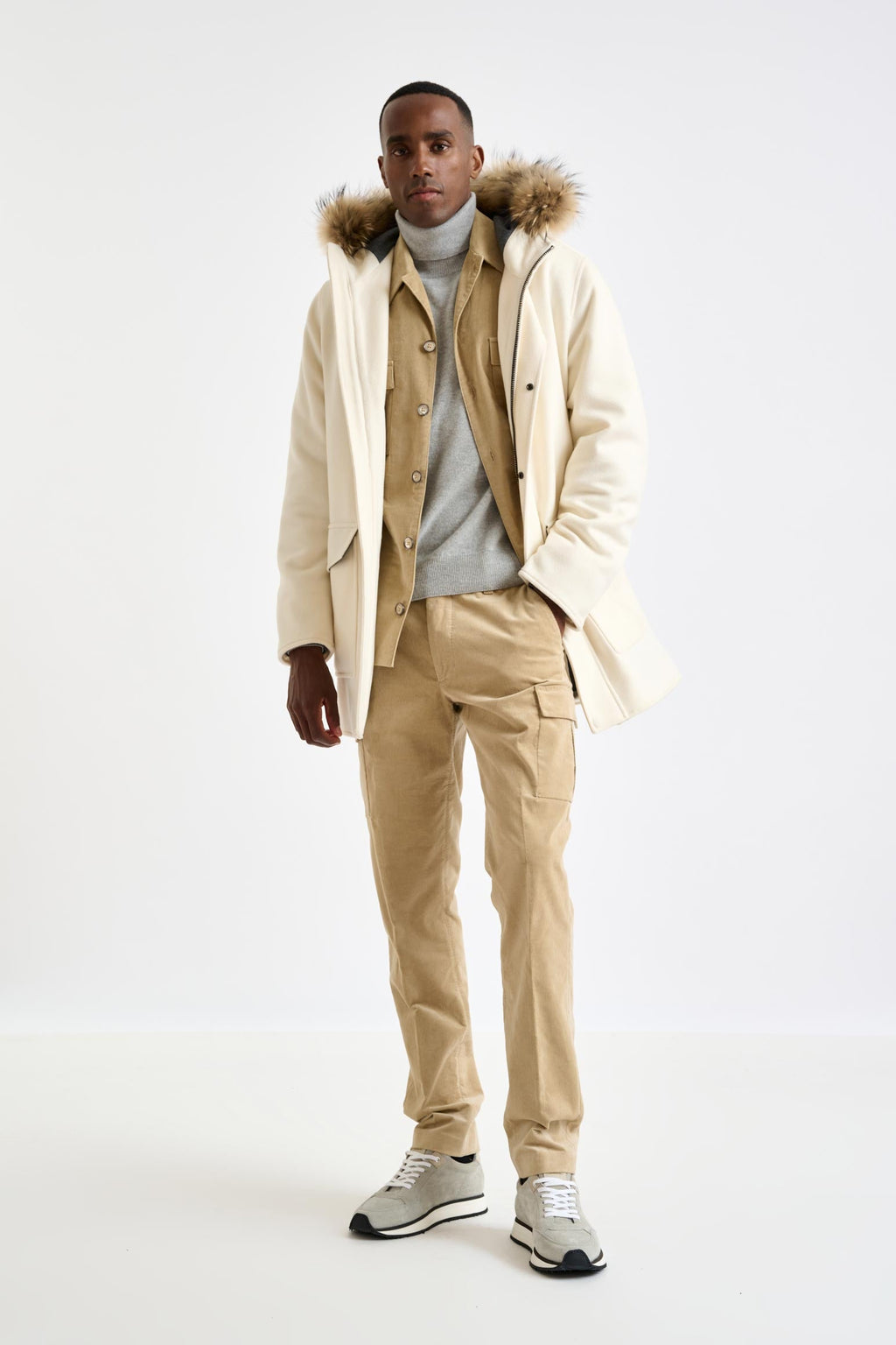 Beige Wool Bedford Parka Zeus — detail 3