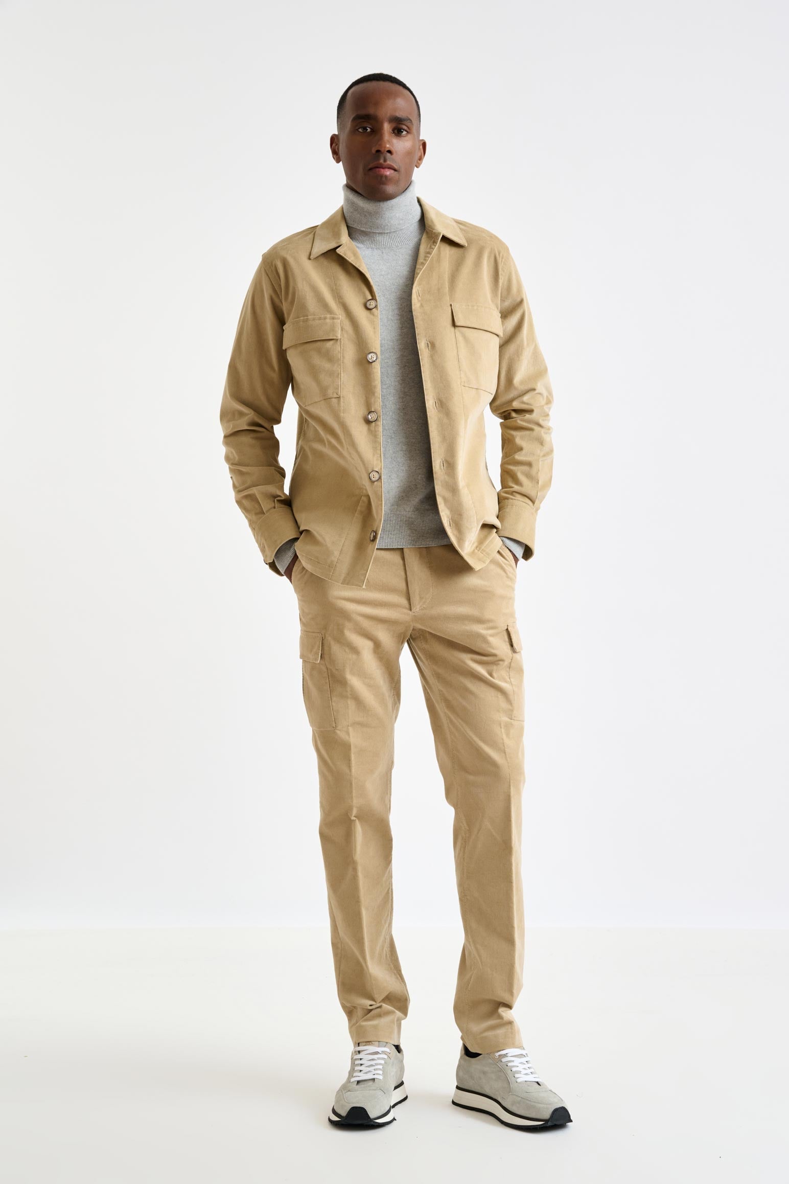 Beige Cotton Overshirt Corduroy — detail 3