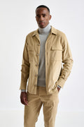 Beige Cotton Overshirt Corduroy