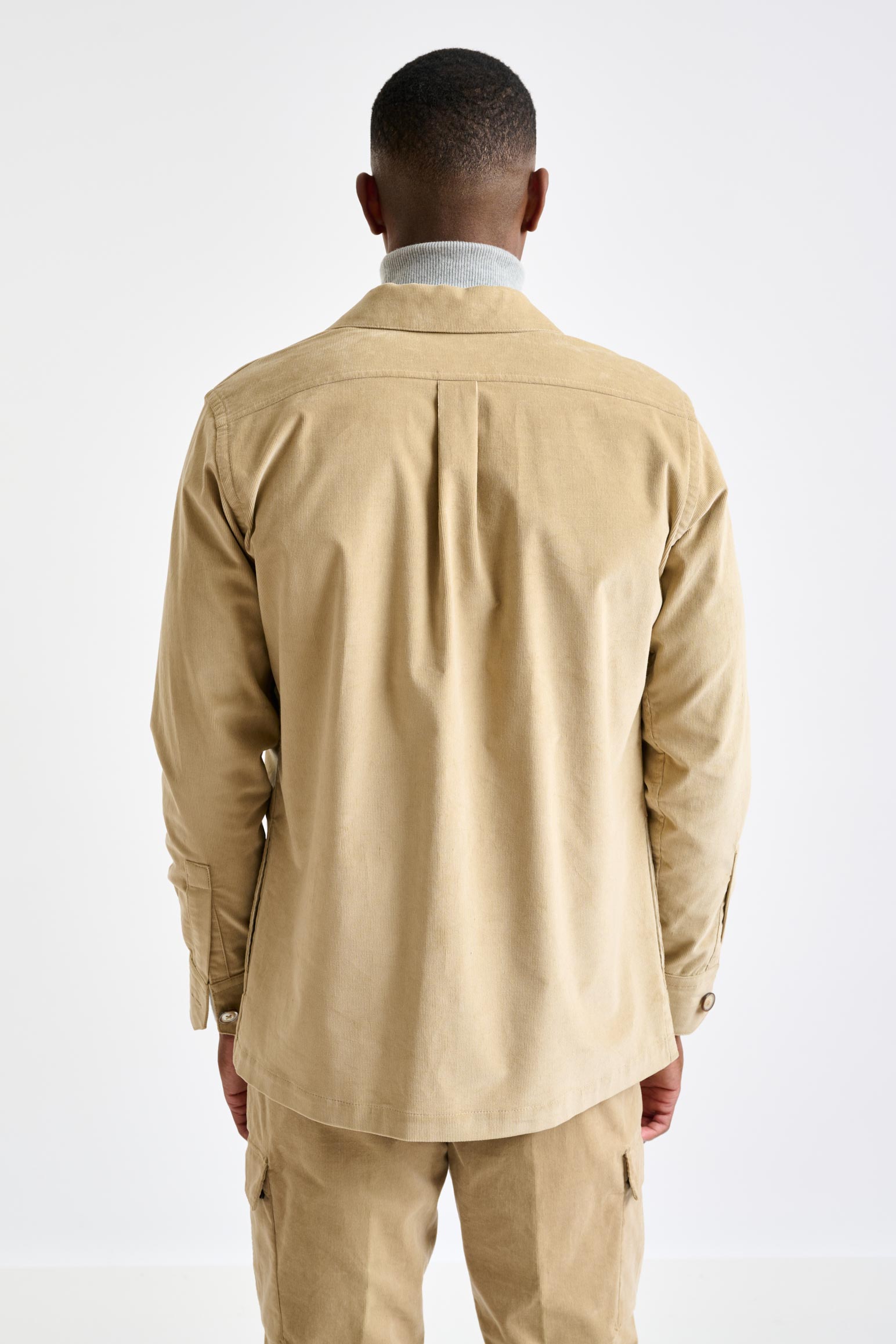 Beige Cotton Overshirt Corduroy — detail 5