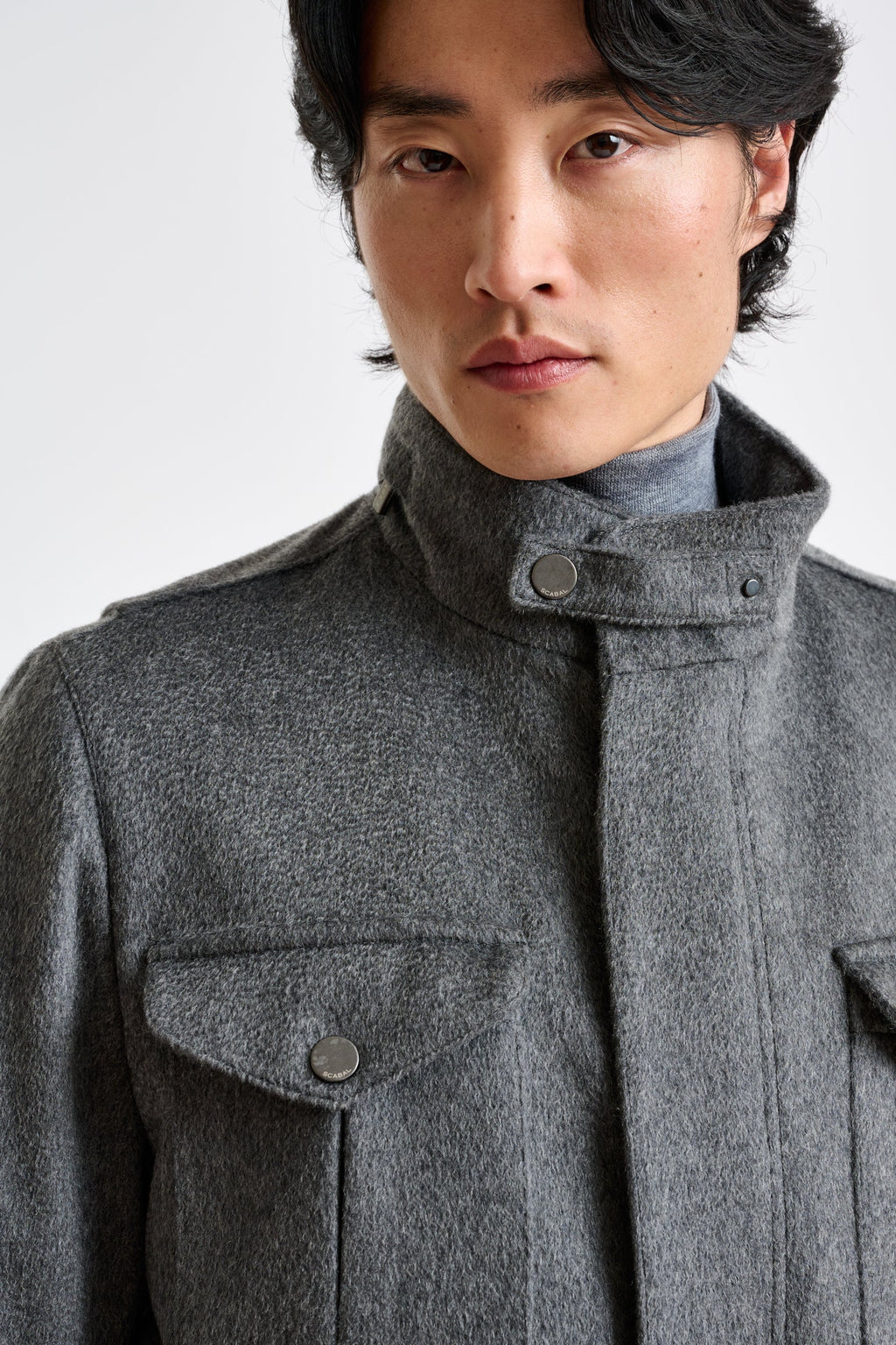Grey 100% Cashmere Dartmoor Field Jacket Zeus — detail 2