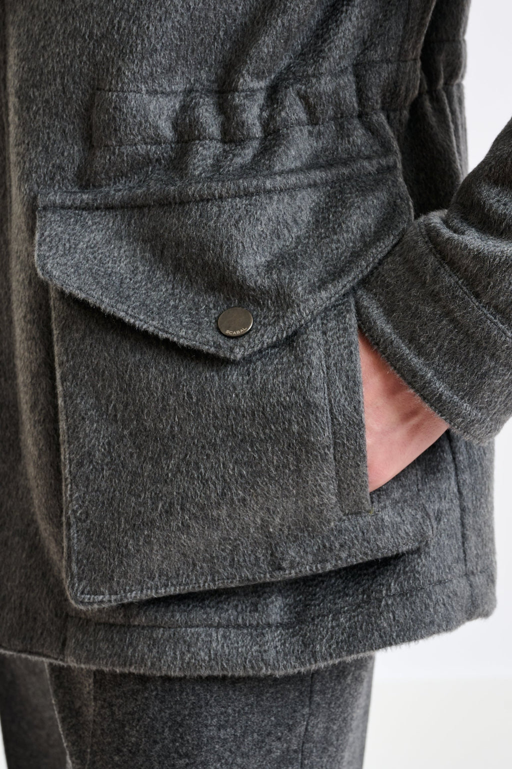Grey 100% Cashmere Dartmoor Field Jacket Zeus — detail 3