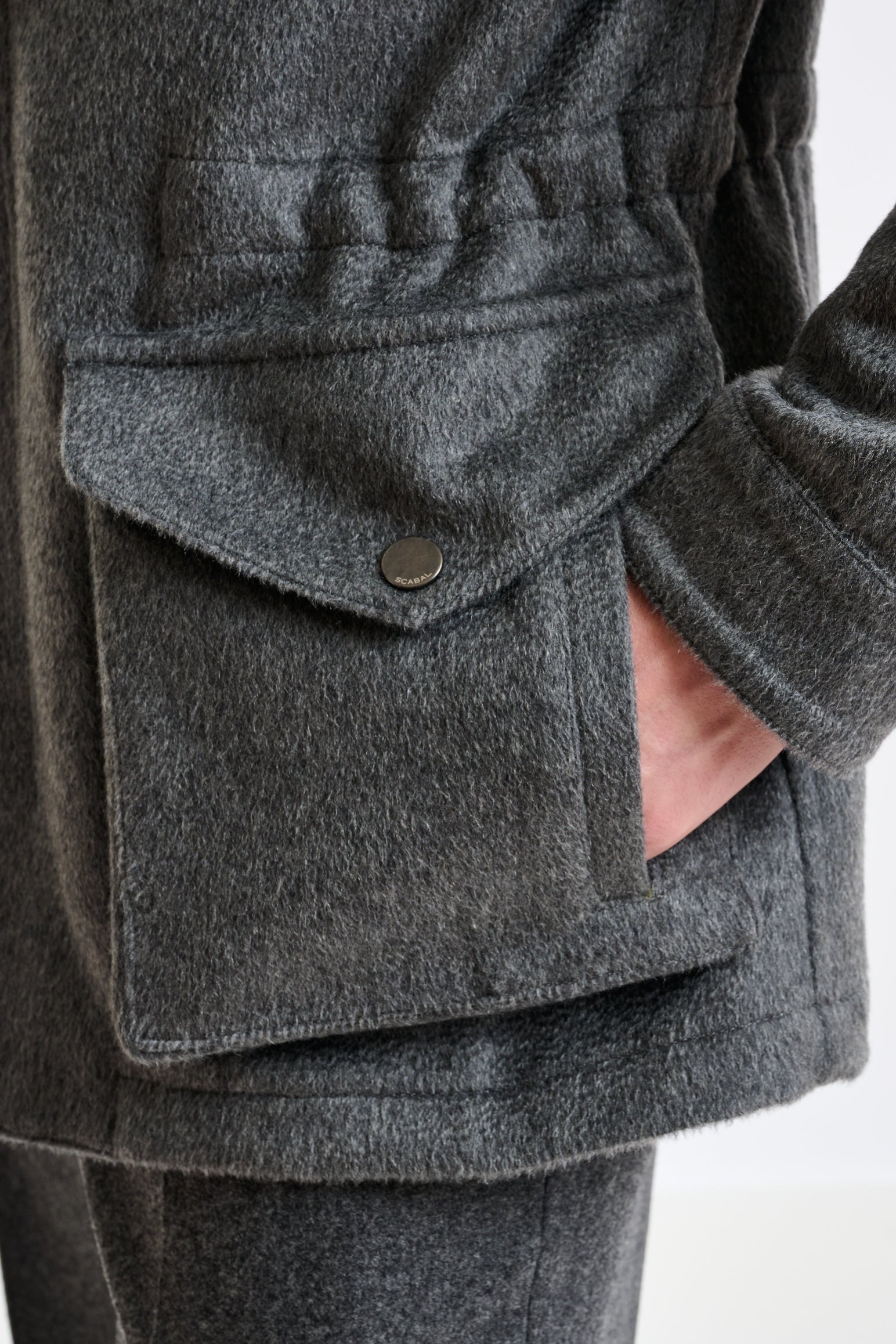 Grey 100% Cashmere Dartmoor Field Jacket Zeus — detail 3