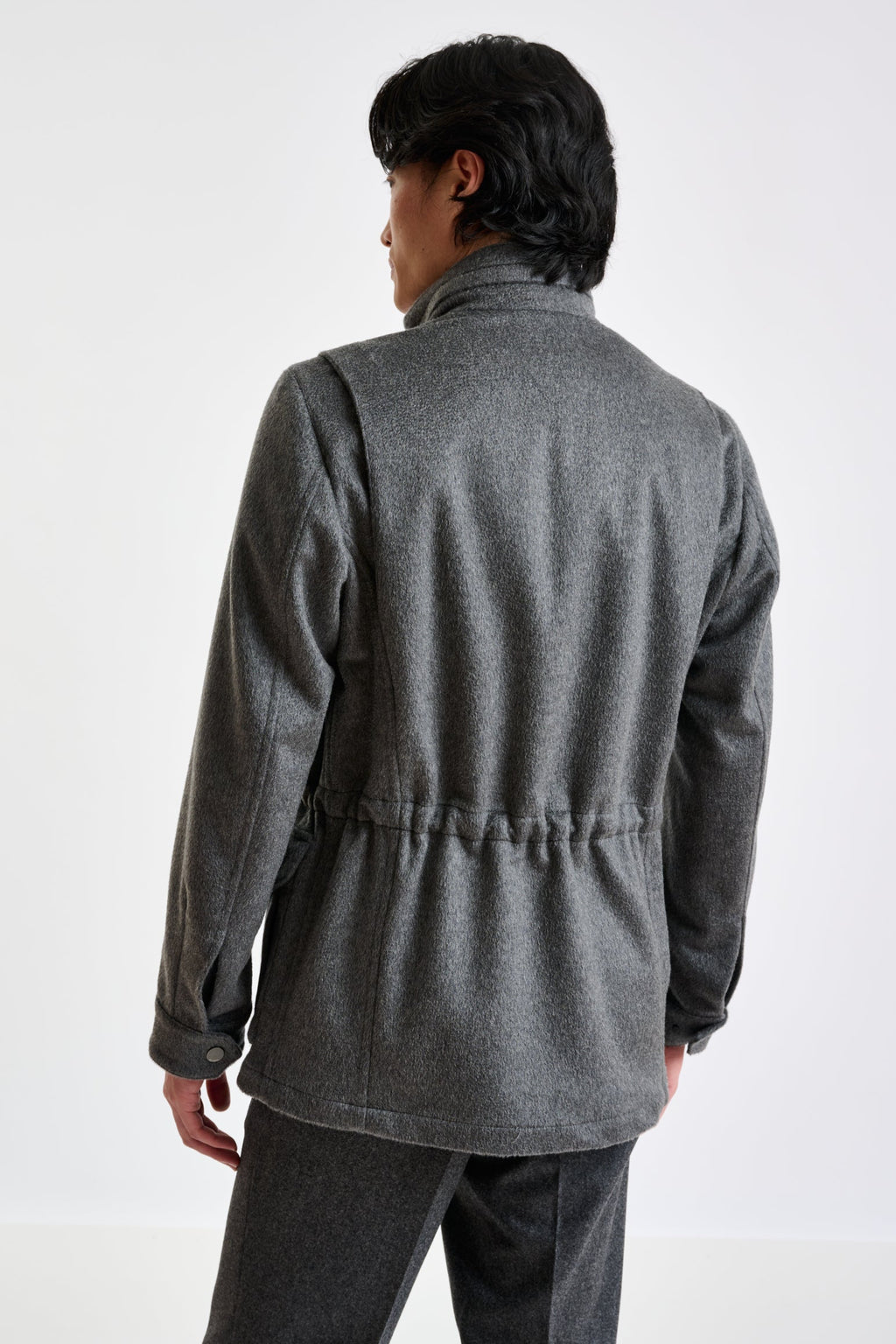 Grey 100% Cashmere Dartmoor Field Jacket Zeus — detail 4