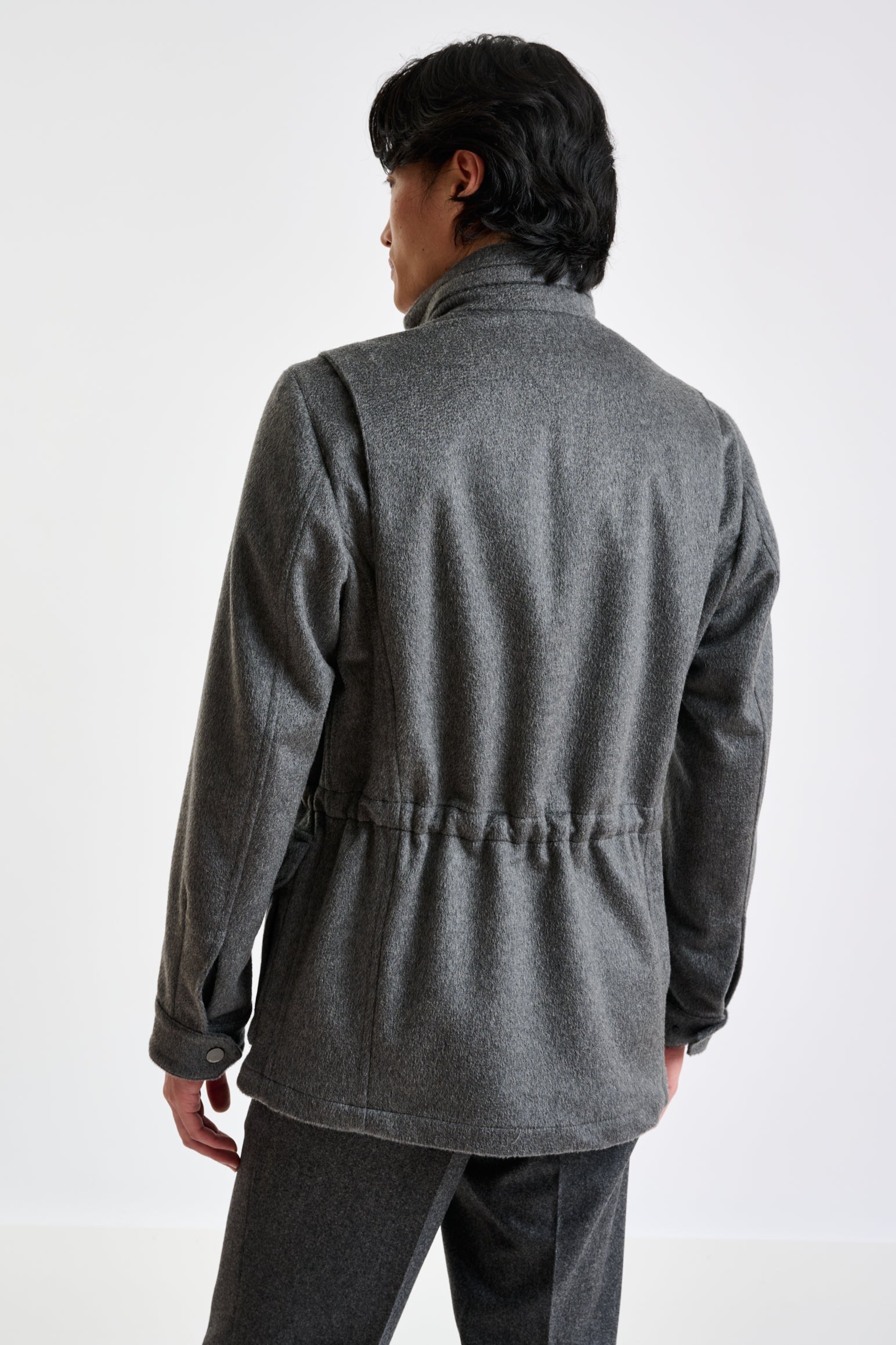 Grey 100% Cashmere Dartmoor Field Jacket Zeus — detail 4